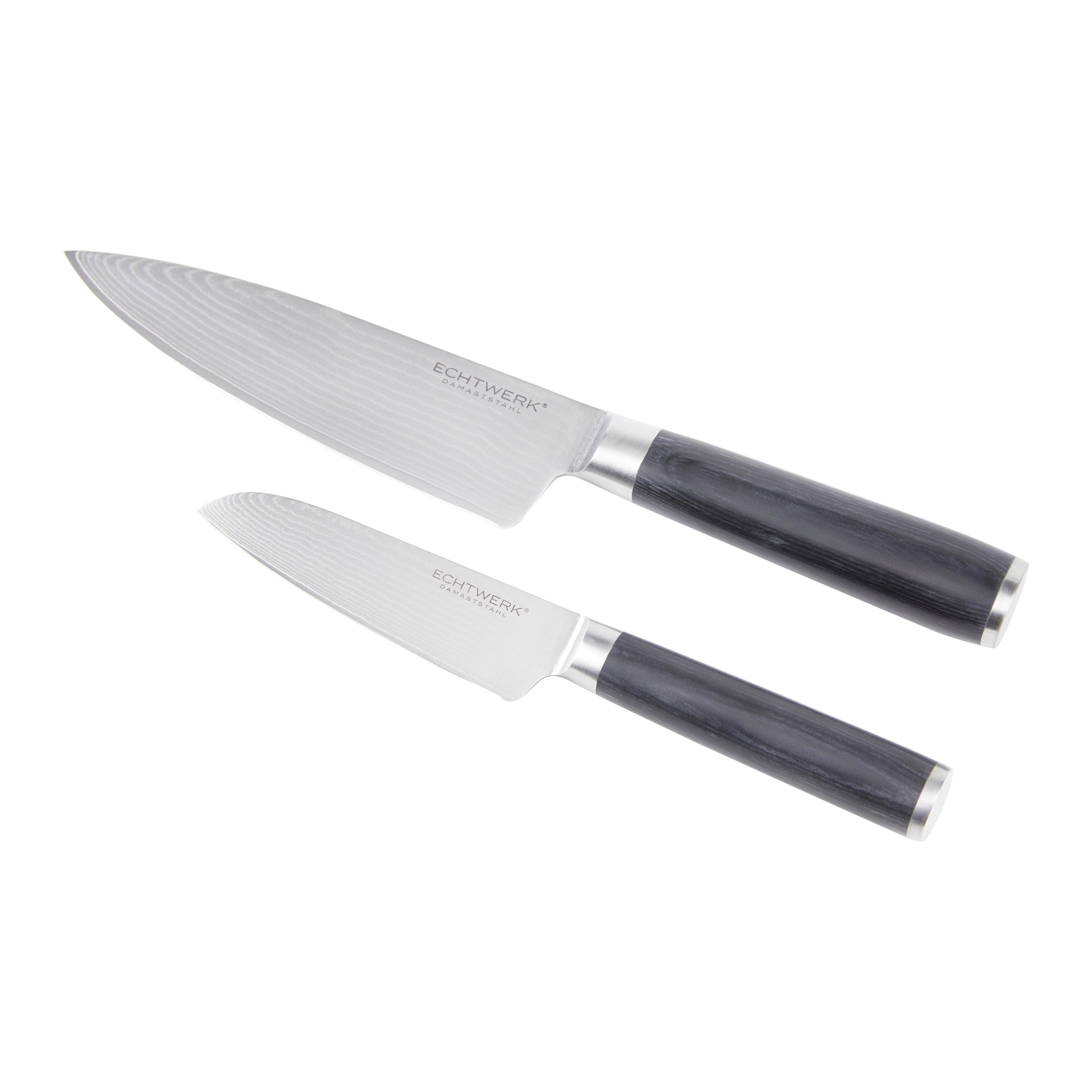 Messerset Damaszener aus 67-lagigem Damaststahl - Silberfarben/Schwarz, MODERN, Holz/Metall (17,78cm) - Echtwerk