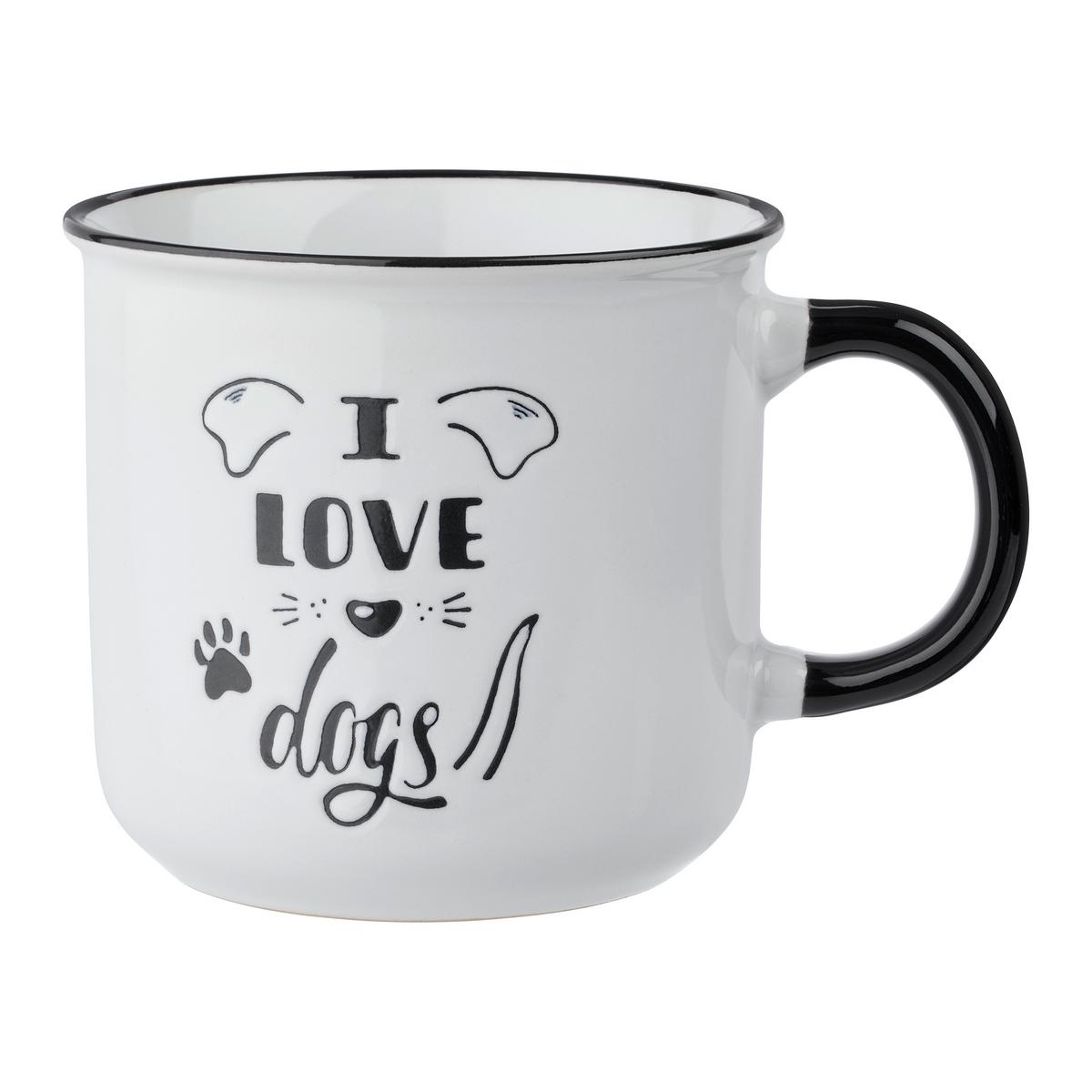 Tassenset Dogs Schwarz/Weiß 2-teilig - Schwarz/Weiß, KONVENTIONELL, Keramik (9,8/9,2cm) - Mömax