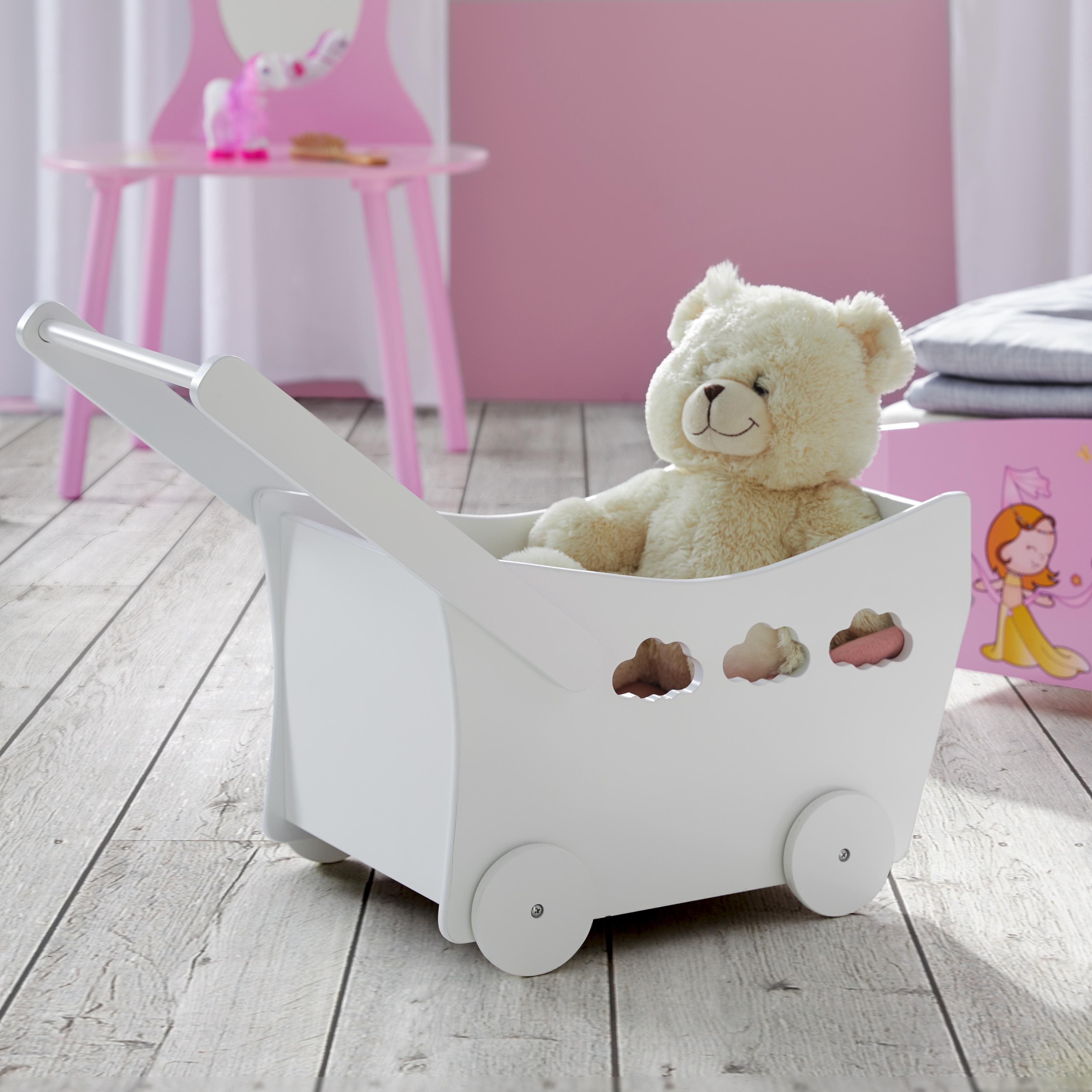 PUPPENWAGEN in Weiß 'Amy' - Weiß, MODERN, Holz (35,5/49/67cm) - Bessagi Kids