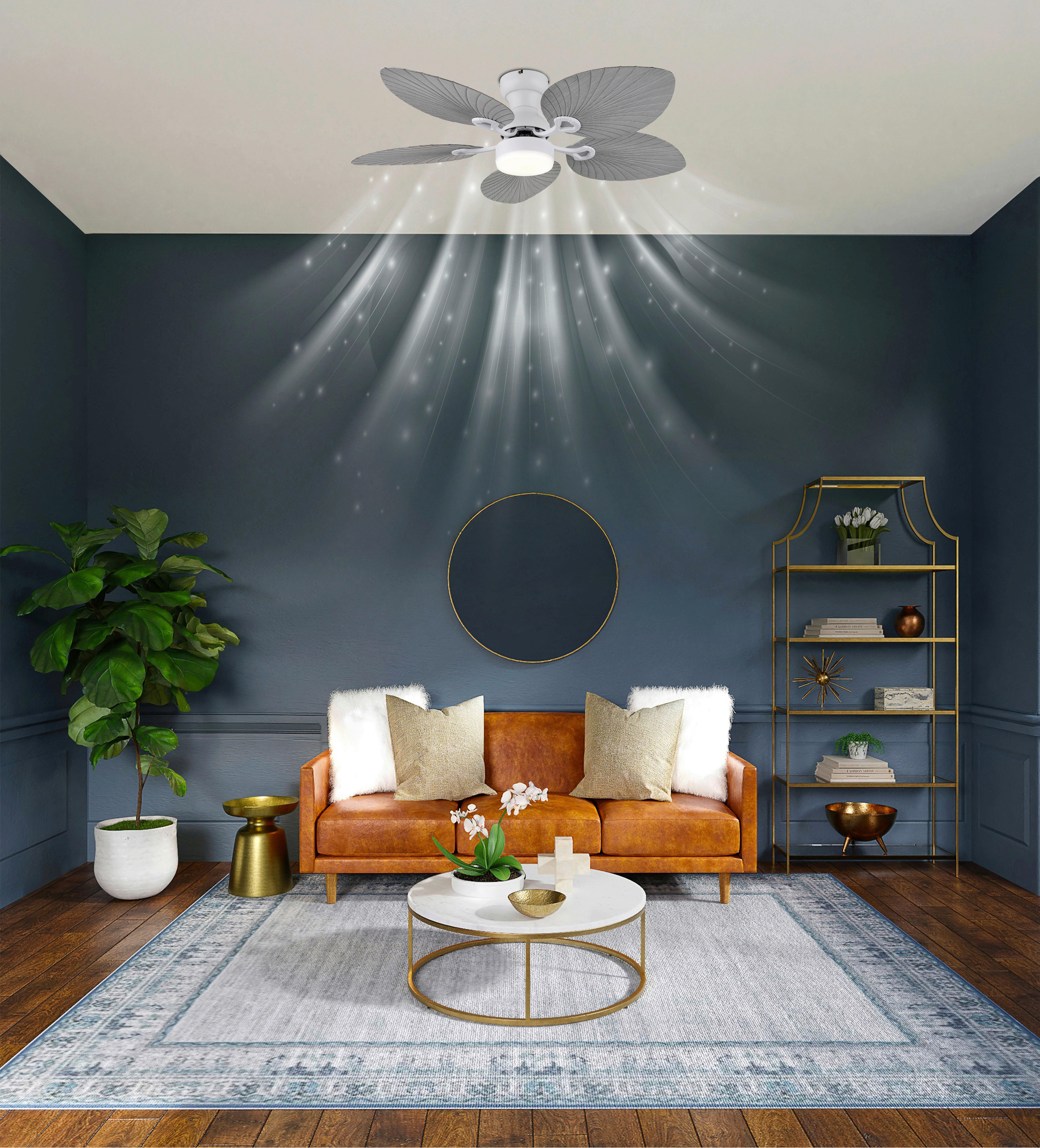 DECKENVENTILATOR 03672W ELISE - Weiss/Opal, Konventionell, Kunststoff/Metall (107/28,5cm) - Globo