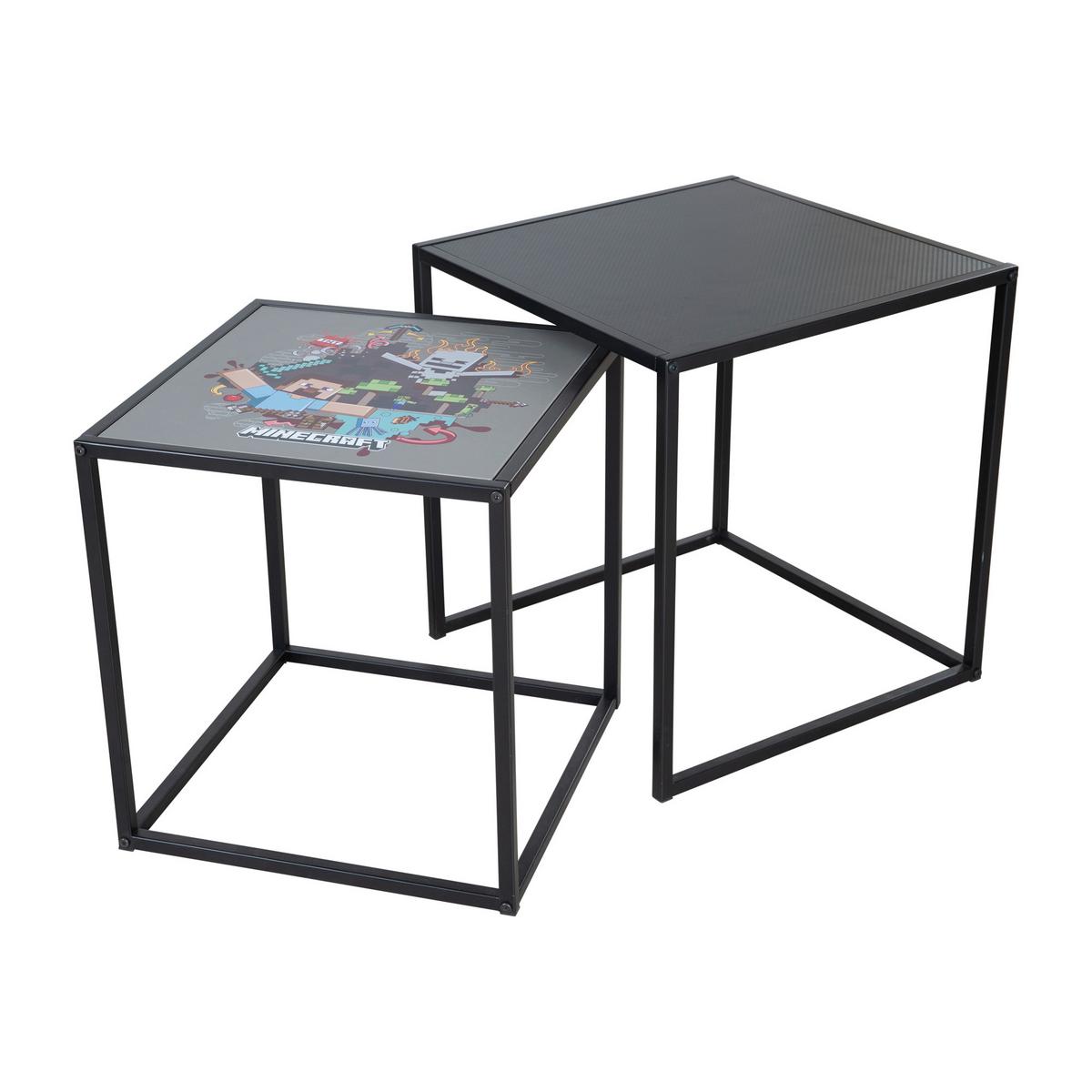 Beistelltisch-Set Minecraft 2er-Set Schwarz - Schwarz, MODERN, Holzwerkstoff/Metall (45/48/45cm) - Minecraft