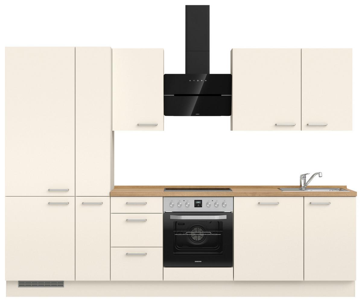 Küchenblock Touch High m. Geräten Magnolie - Edelstahlfarben/Eichefarben, MODERN, Holzwerkstoff/Metall (300cm) - Nobilia