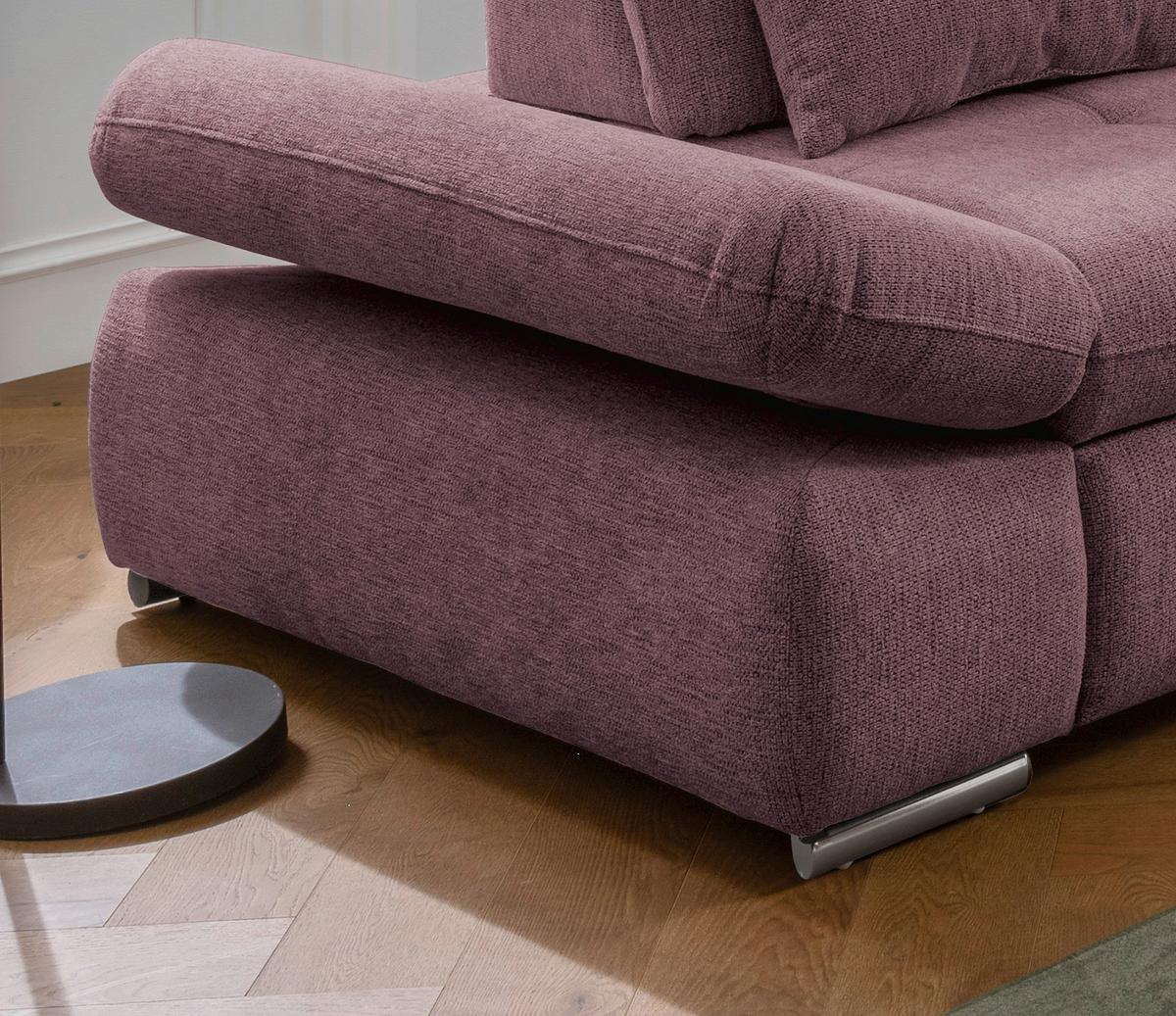 Wohnlandschaft Dalida Brombeere Chenille - Chromfarben/Brombeere, Design, Textil/Metall (280/254cm) - Livetastic