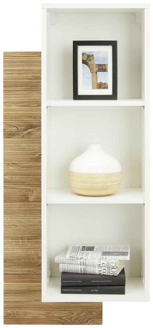 Wandregal in Weiss Hochglanz - Weiss/Eichefarben, Modern, Holzwerkstoff (50/97/25cm) - Modern Living
