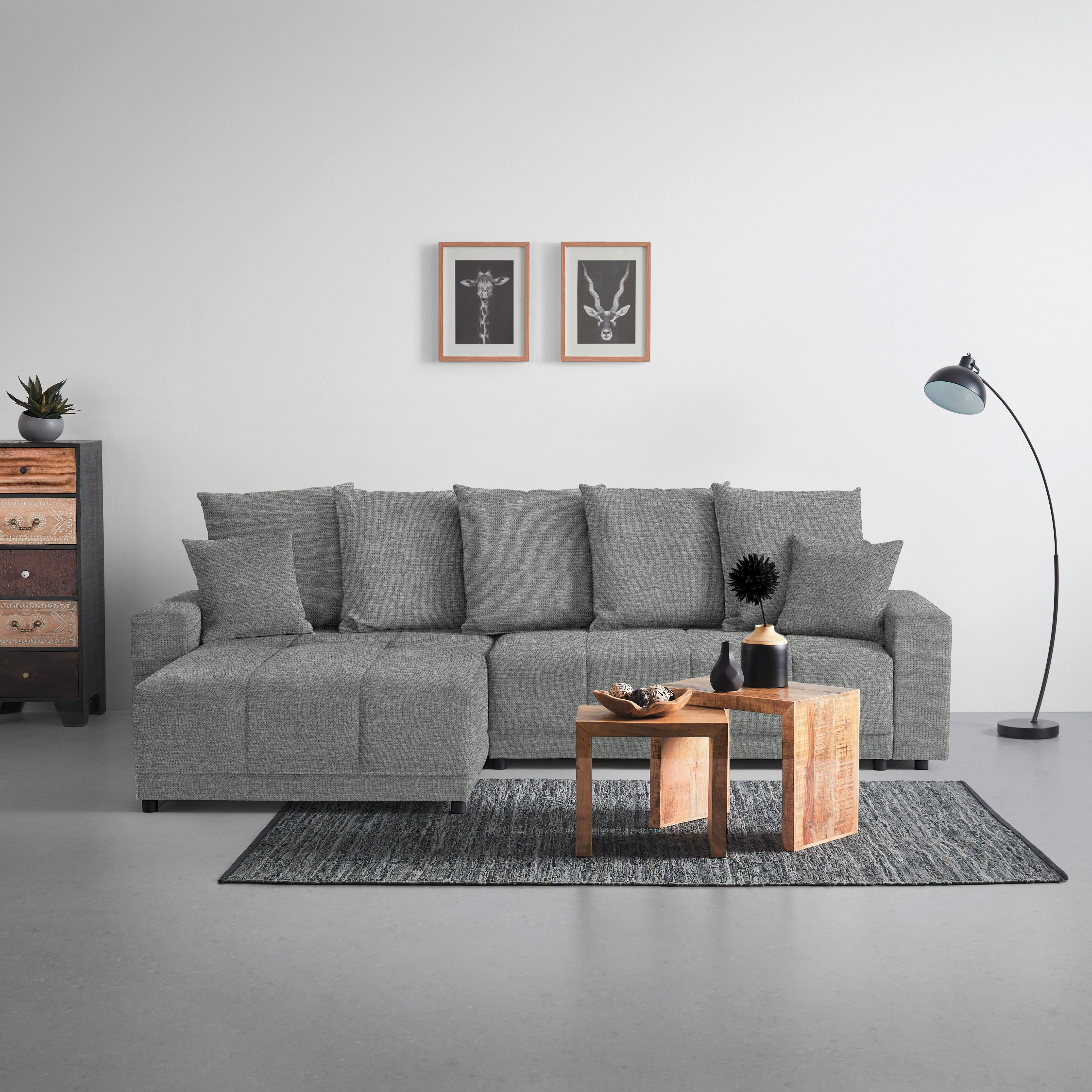 Ecksofa Alatri Grau - Schwarz/Grau, MODERN, Kunststoff/Textil (289/90/176cm) - Based
