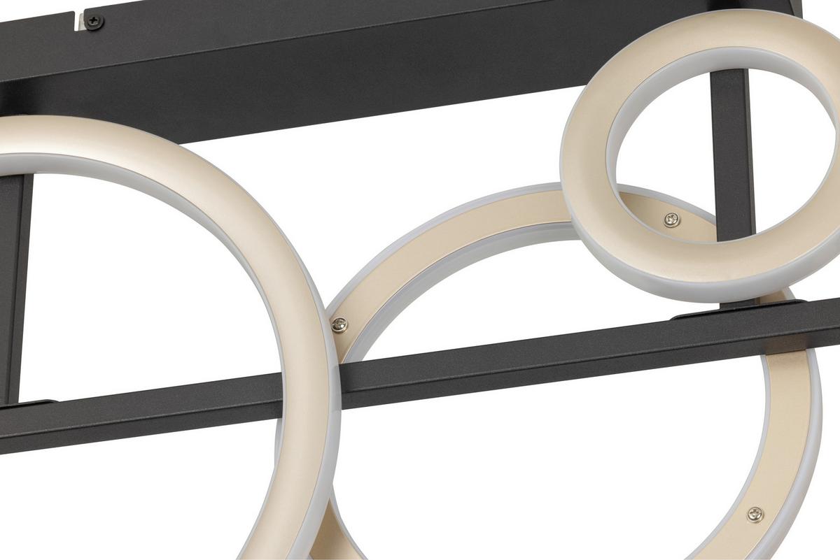 LED-Deckenleuchte Ceyada Schwarz/Champagner max. 40 W - Champagner/Schwarz, Basics, Kunststoff/Metall (65/40/7cm)