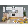 Eckküche Economy Weiß Eichefarben ca. 172x310 cm - Chromfarben/Eichefarben, Basics, Glas/Holzwerkstoff (172/310cm) - Respekta