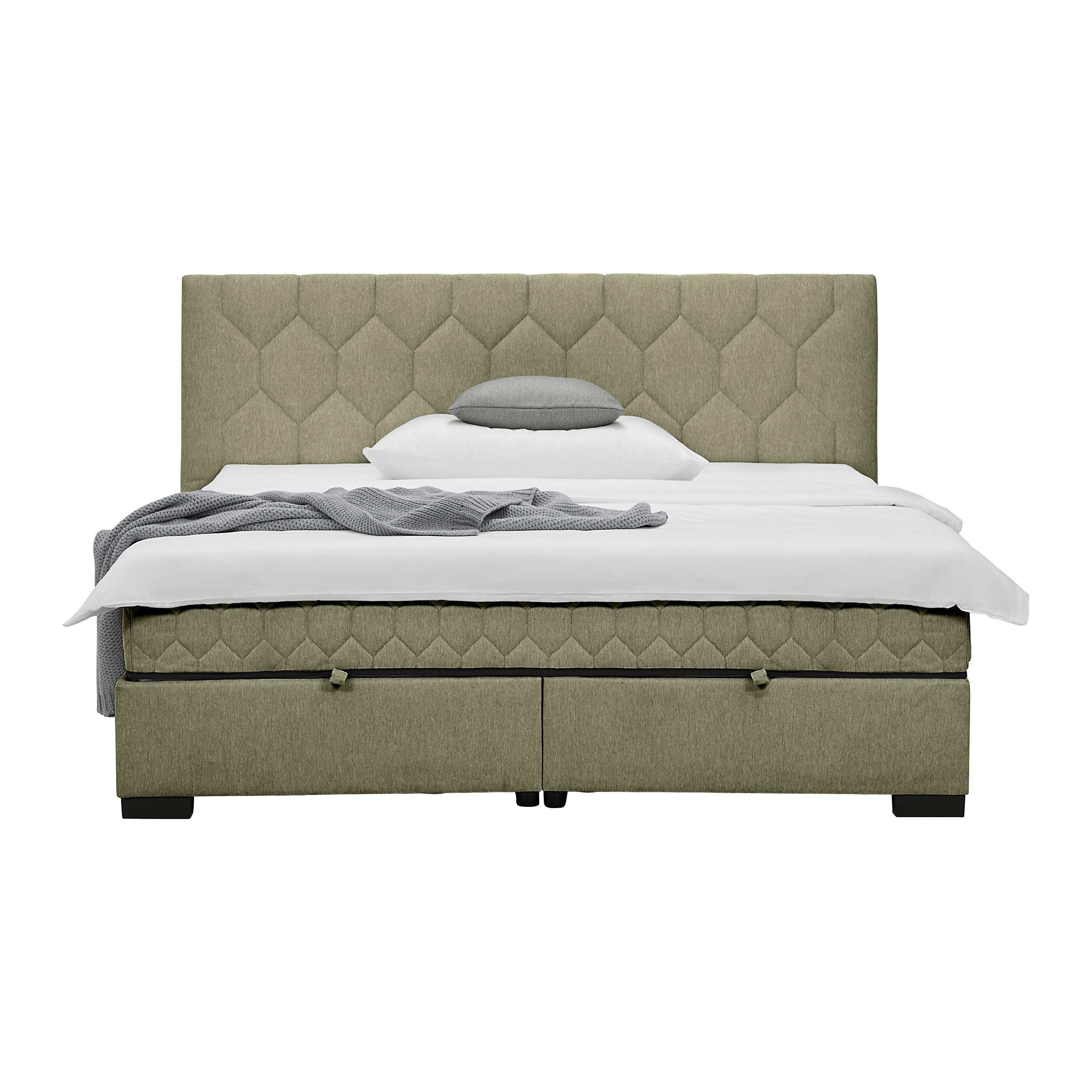 Boxbett Maya-D Olivgrün ca. 180x200cm - Schwarz/Olivgrün, Konventionell, Holz/Holzwerkstoff (180/200cm) - Mömax