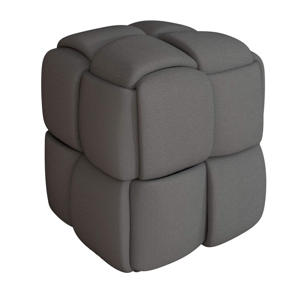 Hocker Ella Bouclé Beige - Creme/Schwarz, MODERN, Holz/Kunststoff (45/45/45cm) - Bessagi Home