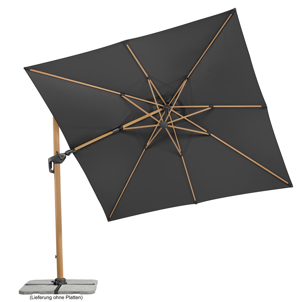 Ampelschirm Rohdos Anthrazit - Eichefarben/Anthrazit, Basics, Textil/Metall (358/263/300cm) - Schneider
