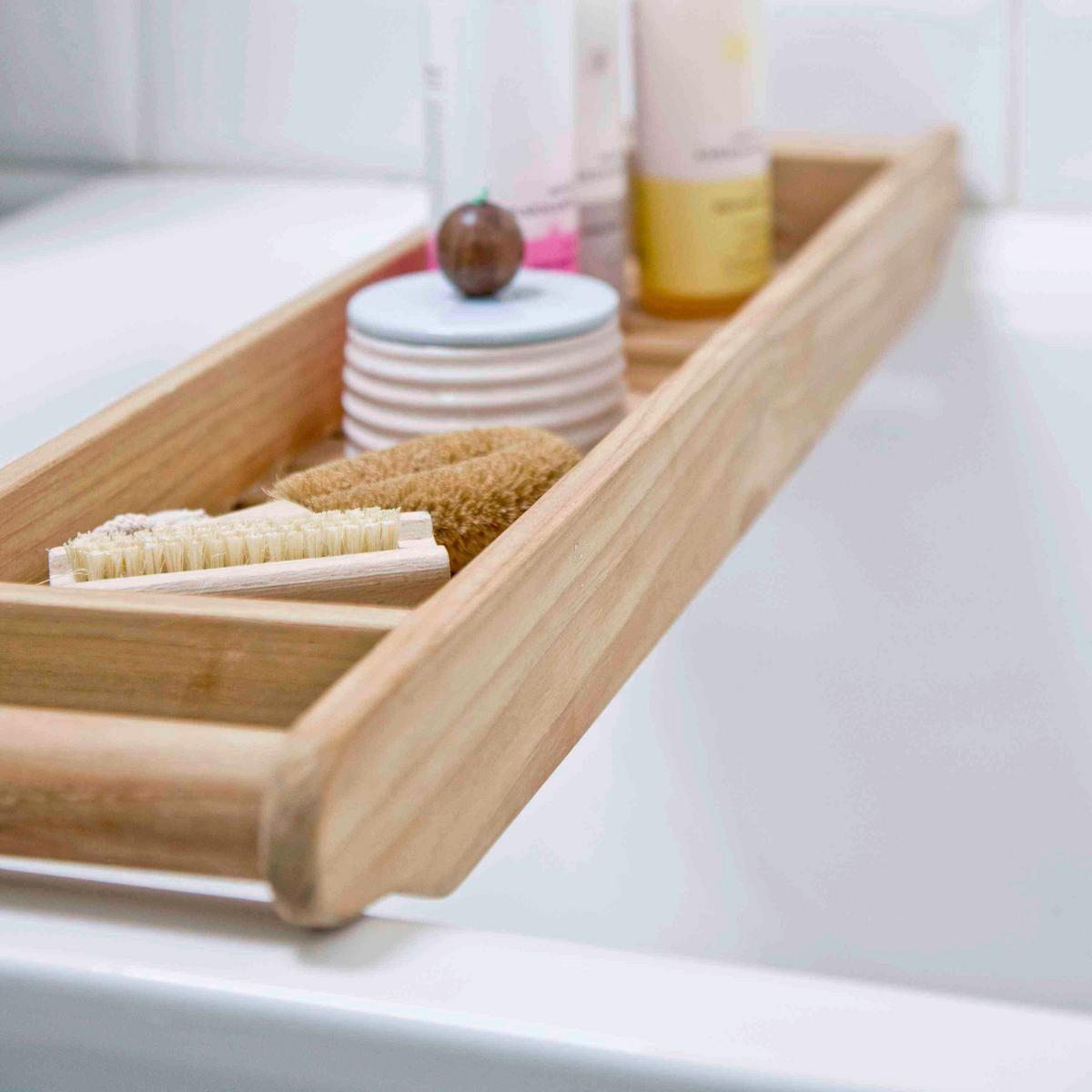 Badewannenablage Bath Bathtub Tray - Naturfarben/Teakfarben, Design, Holz (68/6/15cm) - Livetastic