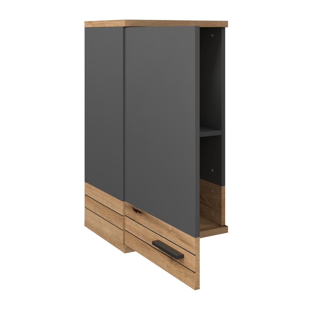 Viseći Element Cotia - boje hrasta/crna, Moderno, drvni materijal/metal (40/73/30cm) - James Wood