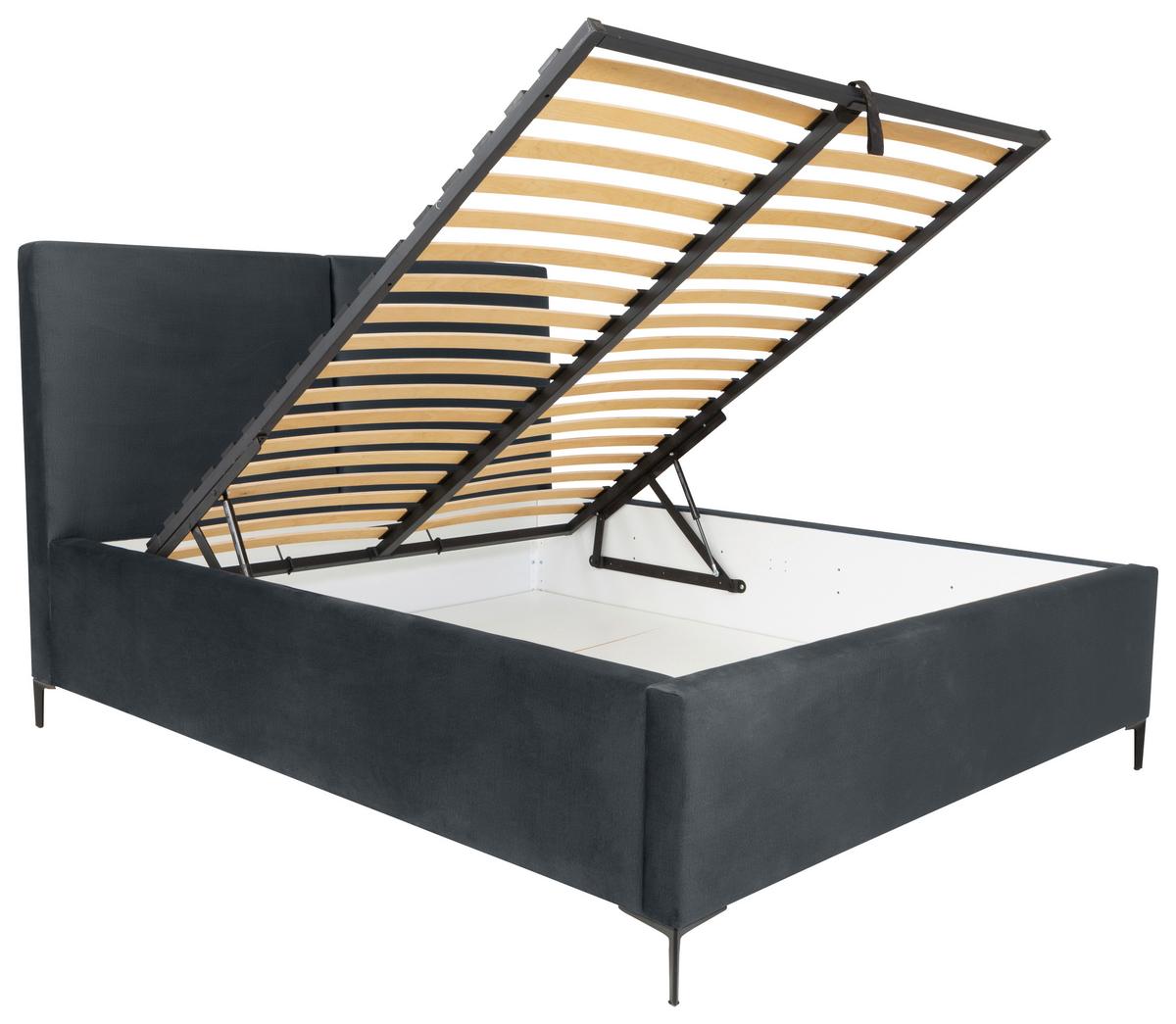 Tapecirani Krevet Palini - jezgra bukve/tamno siva, Moderno, drvo/tekstil (160/200cm) - Modern Living