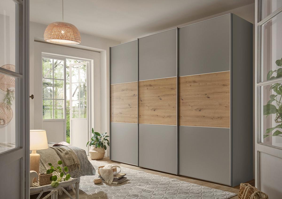 Ormar S Kliznim Vratima Includo - siva/hrast Artisan, Design (280/222/68cm) - Premium Living