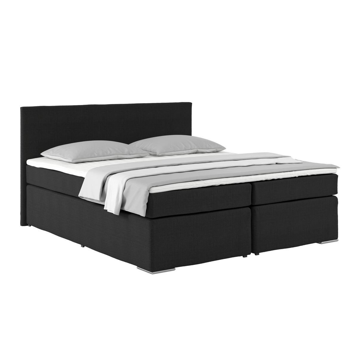 ŁÓŻKO BOXSPRING NERO -PH- - czarny/kolor chromowy, Konventionell, metal/tkanina (180/200cm)
