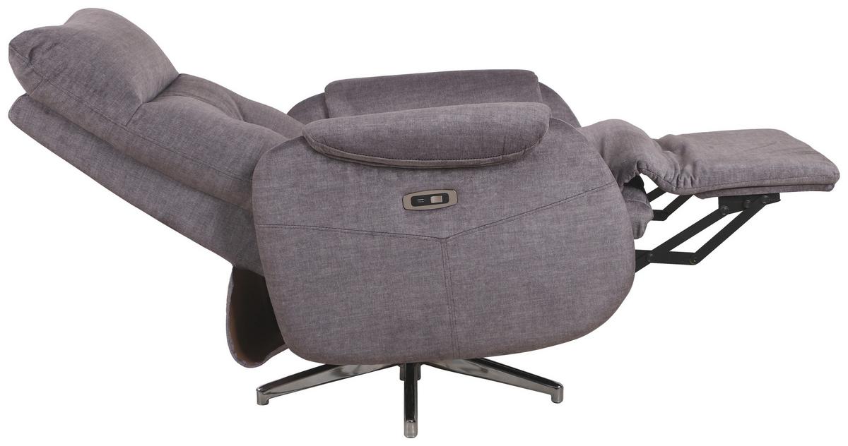 FOTEL TELEWIZYJNY MOON - szary/kolor chromowy, Modern, metal/tkanina (72/107/159cm)