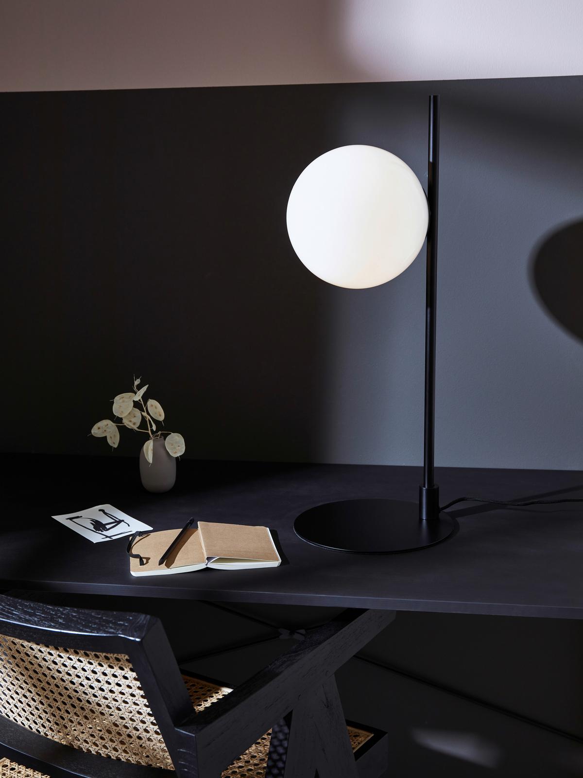 Tischleuchte Dione Table max. 40 Watt - Schwarz/Weiß, Basics, Glas/Metall (24/24/32,5cm) - Markslöjd