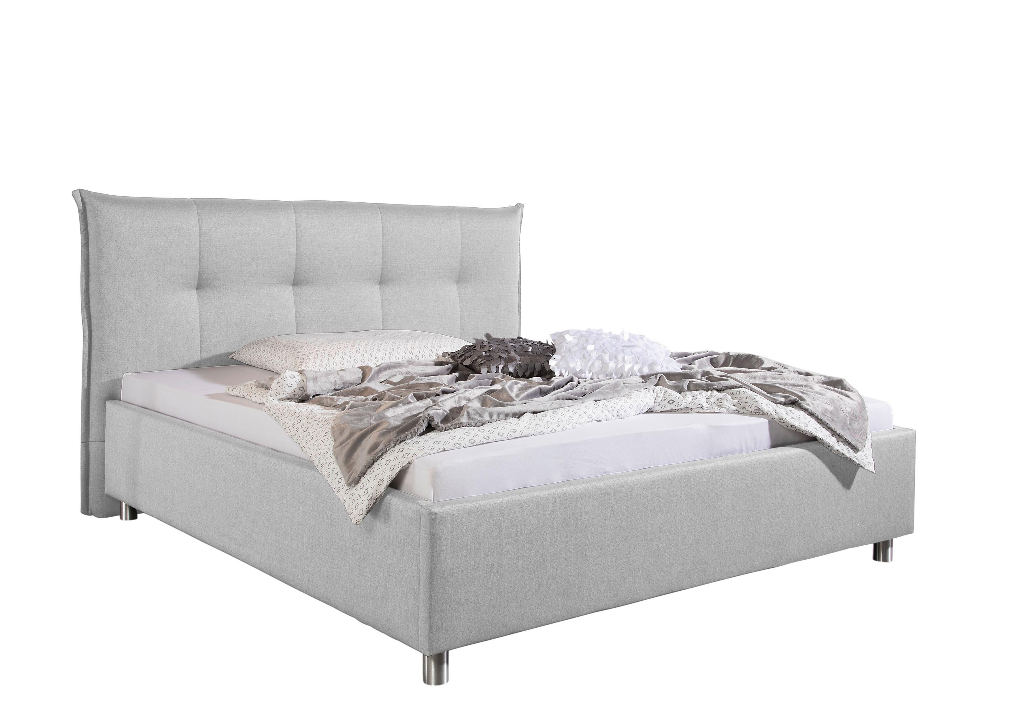 Polsterbett Fraser Hellgrau ca. 200x200 cm - Hellgrau/Alufarben, MODERN, Textil/Metall (200/200cm) - Livetastic