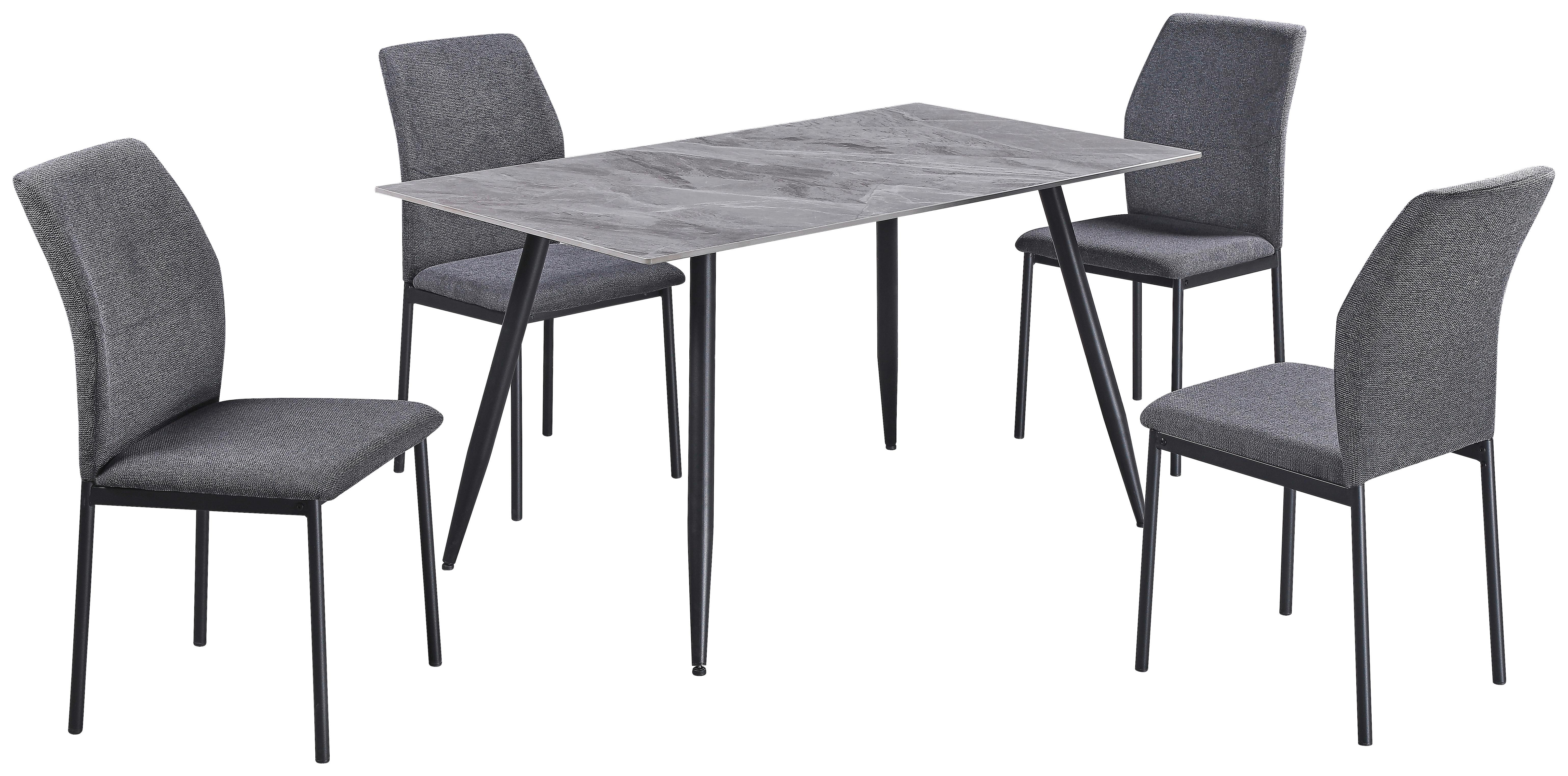 Jedilna Garnitura Anton, Siva, 5-Delno - siva, Moderno, kovina/tekstil (140/75/80cm)
