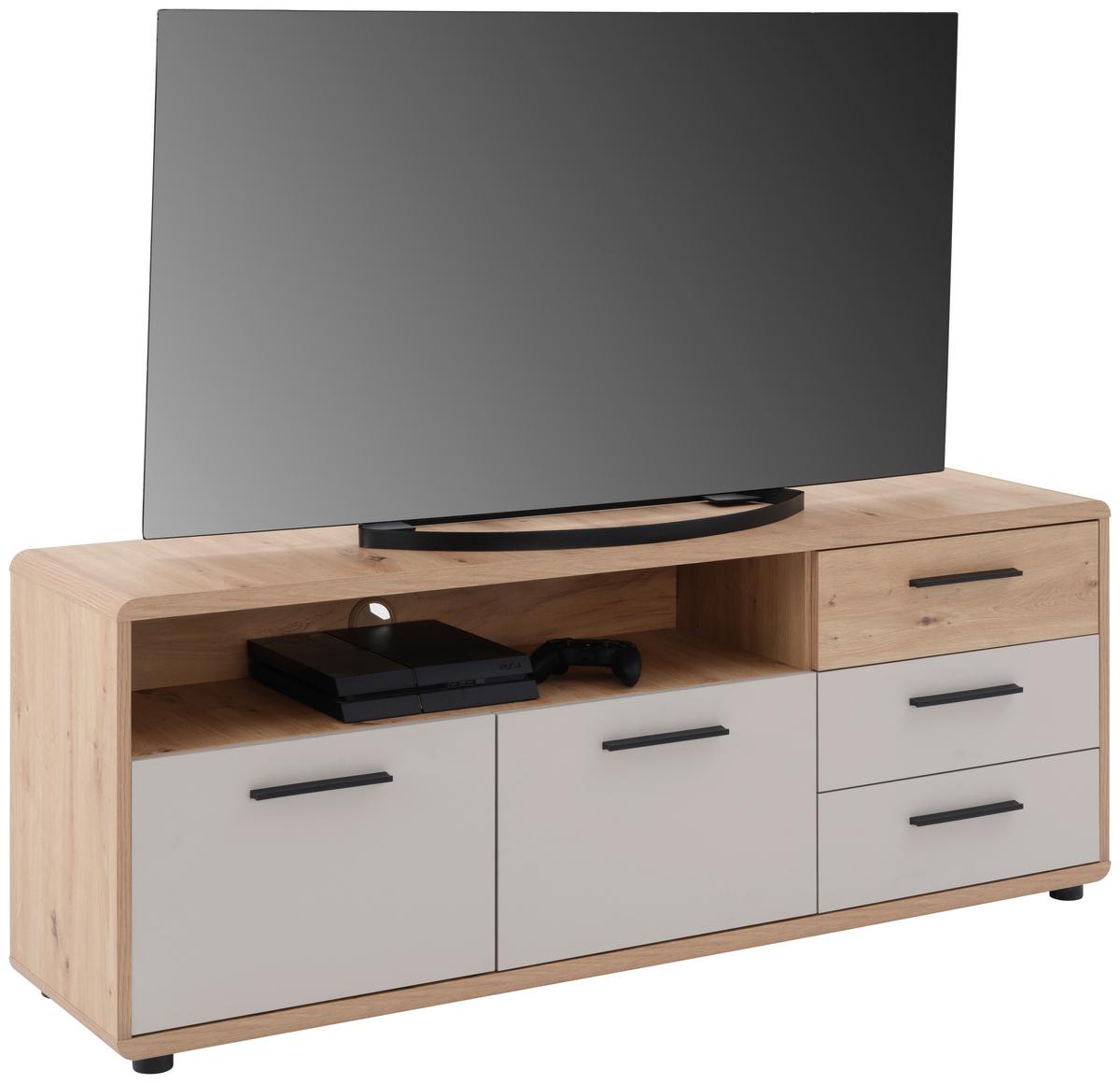 Măsuță TV FONTANA PLUS - cașmir/culoare lemn stejar, Modern, material pe bază de lemn (150/60/38cm) - Modern Living