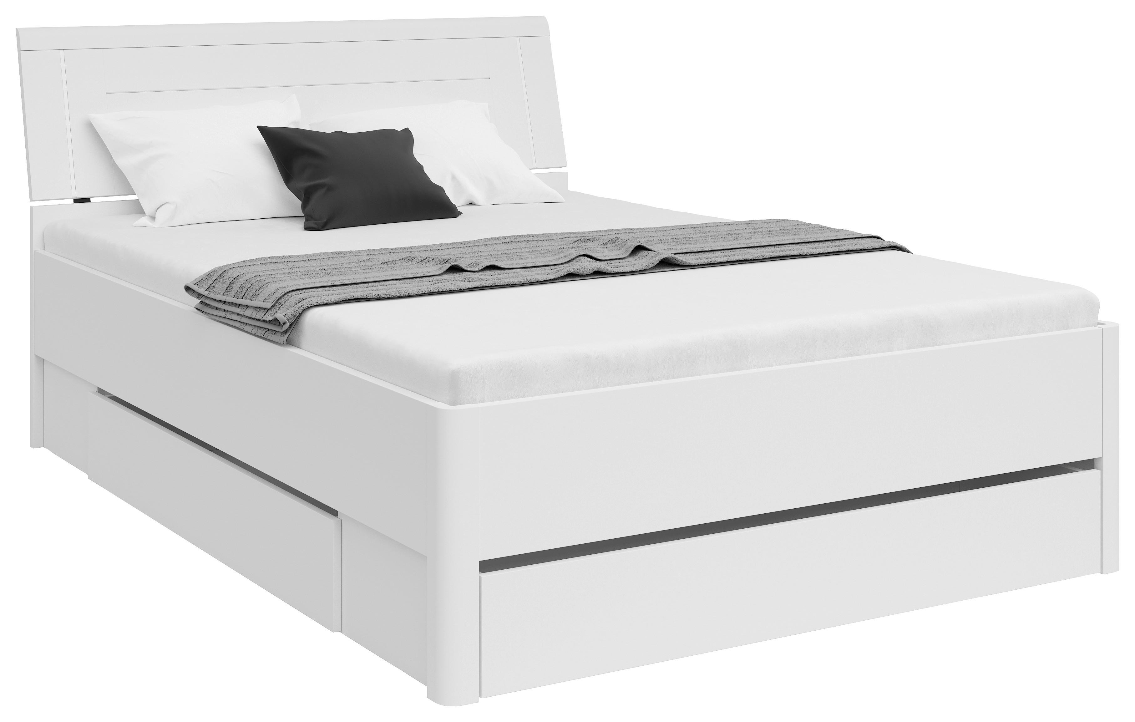 Postelja S Predali Saturn, Bela, 140x200 - bela/barve grafita, Konvencionalno, leseni material (140/200cm)