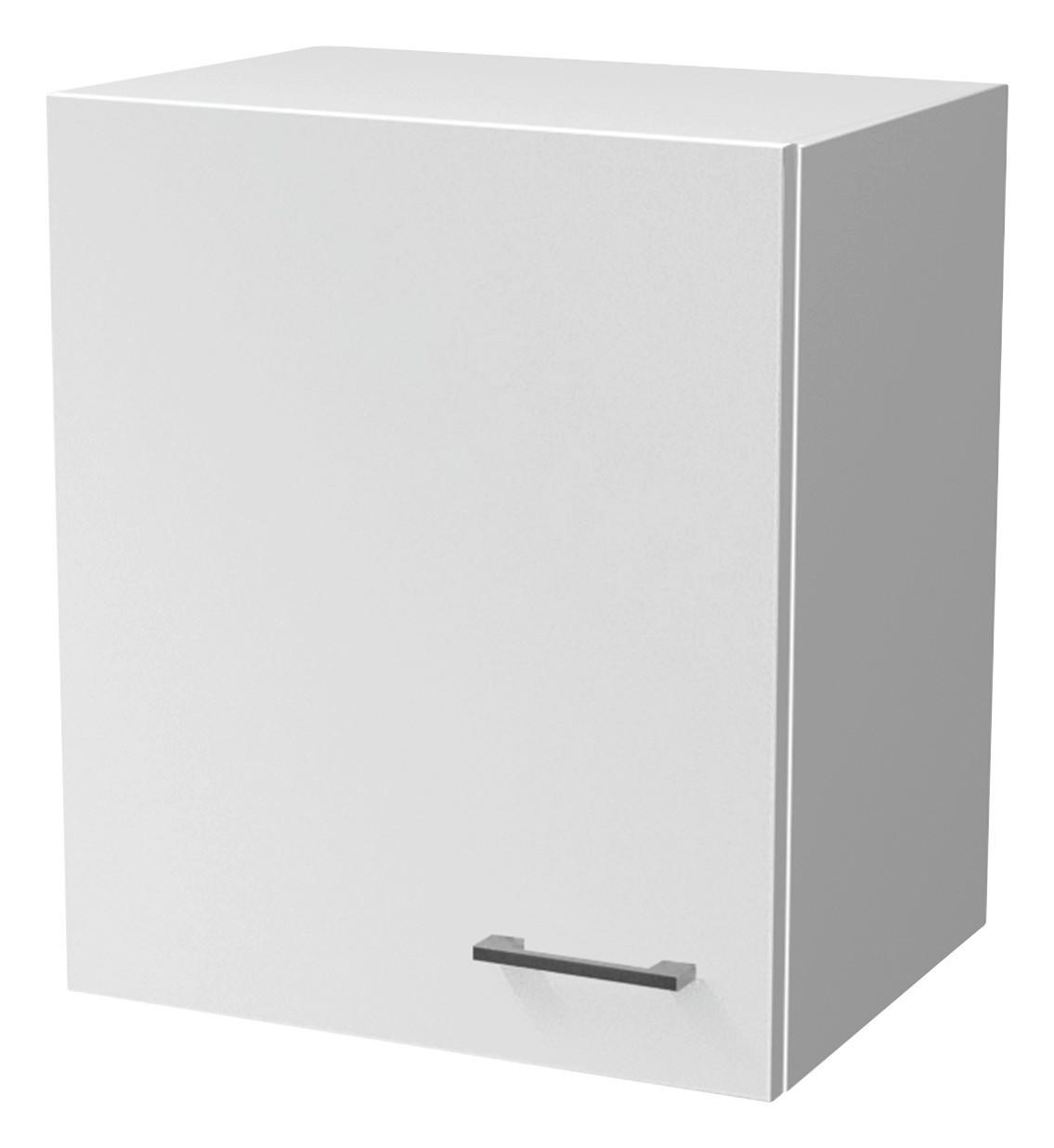 Küchenoberschrank B: 50 cm Weiß 1 Drehtüre - Alufarben/Weiß, KONVENTIONELL, Holzwerkstoff/Kunststoff (50/54/32cm) - FlexWell