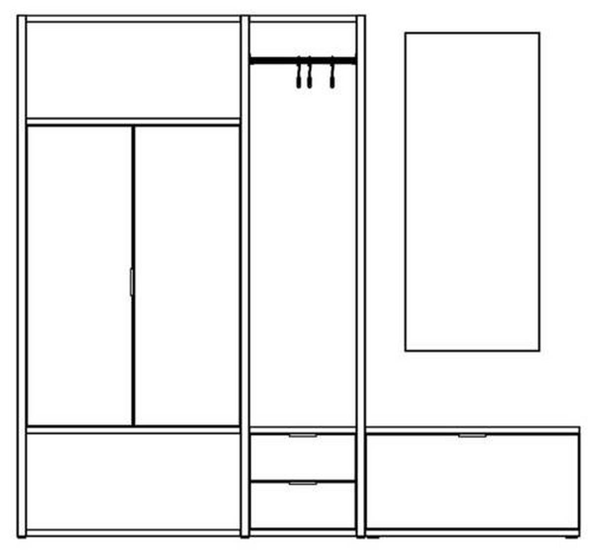 Ansamblu de hol PLUTEO/G-SET 3 - stejar Artisan/gri, Modern, material pe bază de lemn (209/195/34cm) - Premium Living