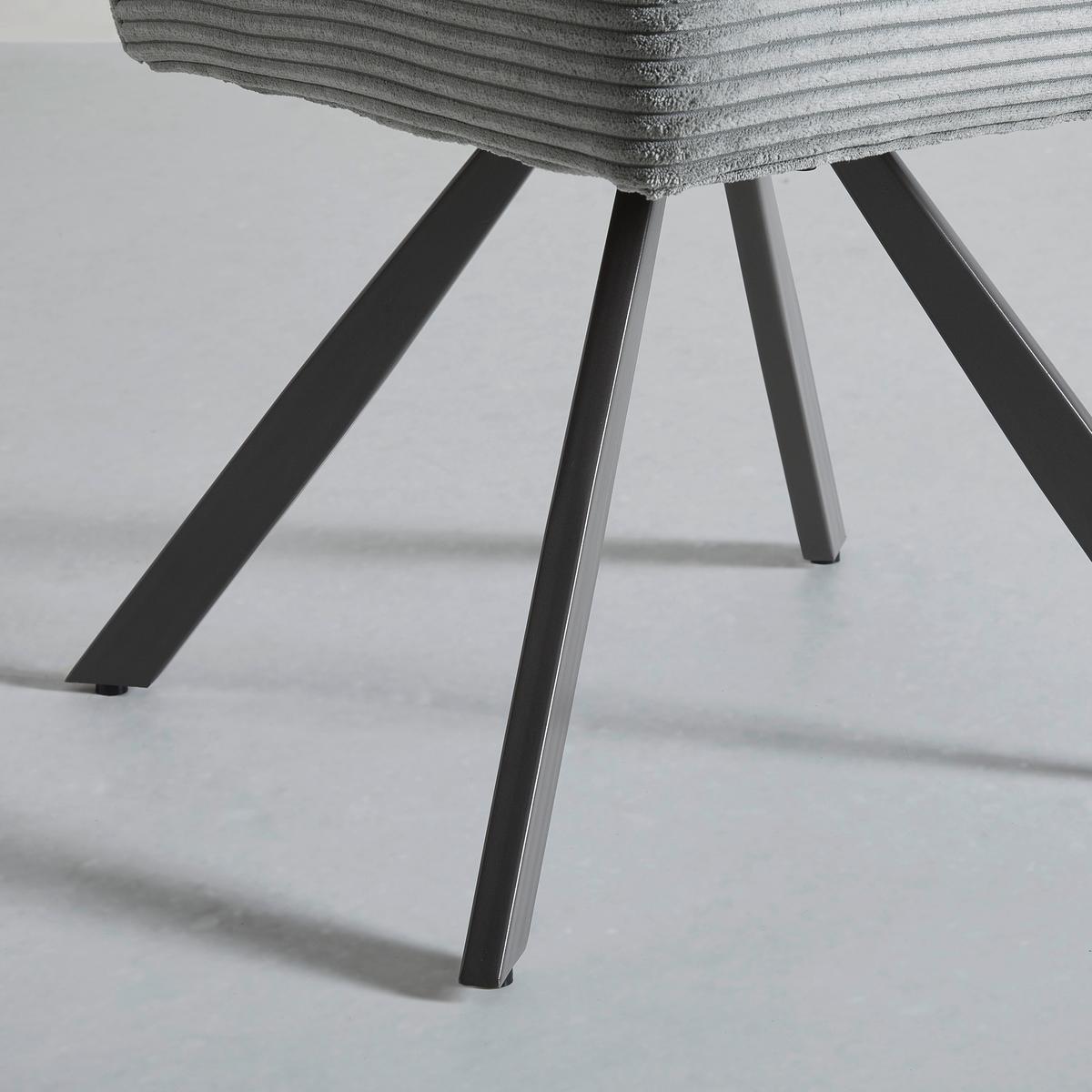 Stol Fina, Siva, Rebrasti Žamet - temno siva/siva, Moderno, kovina/tekstil (49/91/64cm) - Bessagi Home