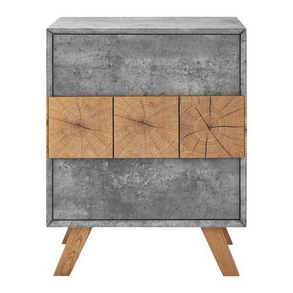 Nachttisch Casper Grau/Eichefarben Echtholz/MDF - Eichefarben/Grau, MODERN, Holz (60/75/40cm) - Bessagi Home