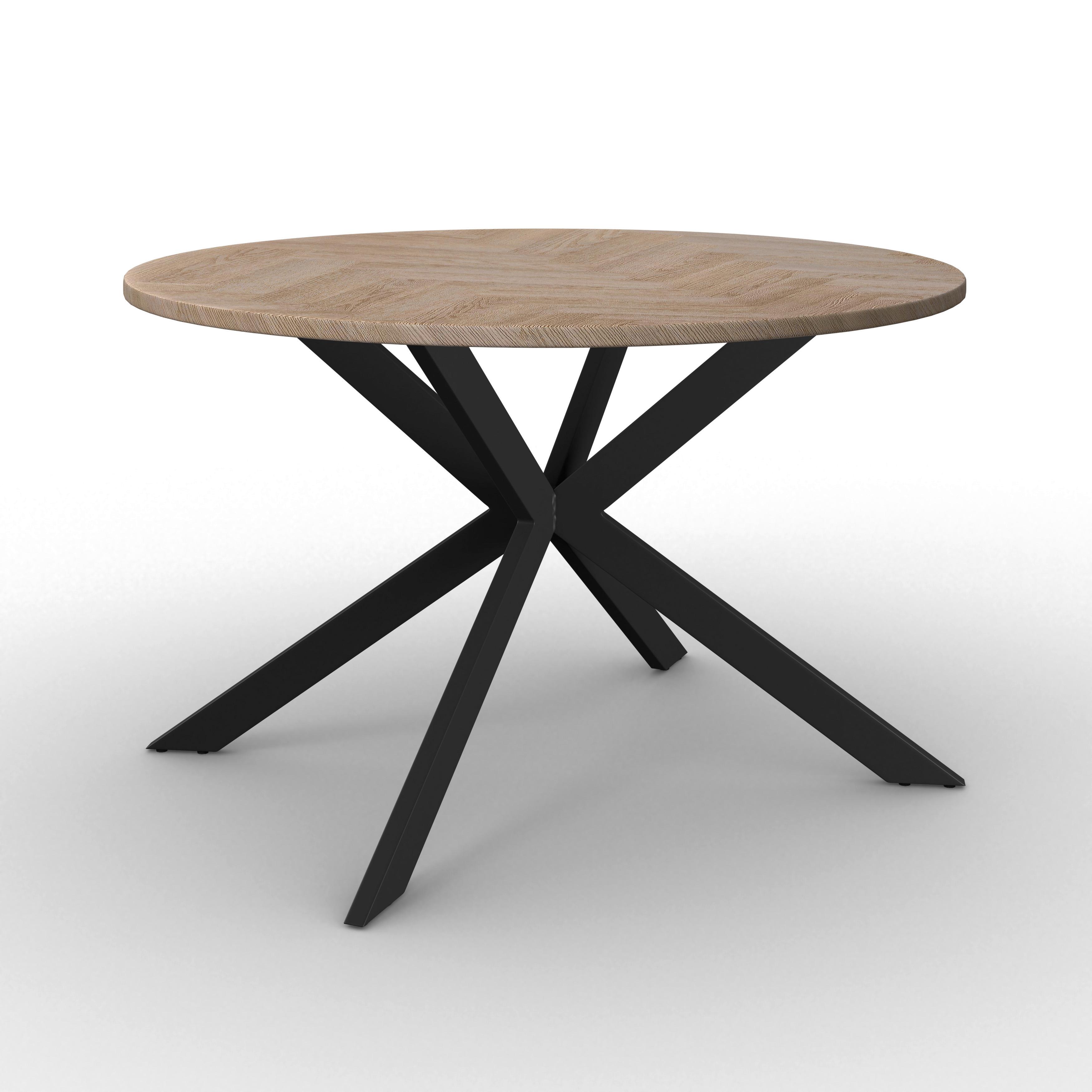 Tischgruppe Eolona Creme 5-tlg. - eukalyptusträ färg/svart, Modern, metall/trämaterial (120/76/120cm) - Bessagi Home