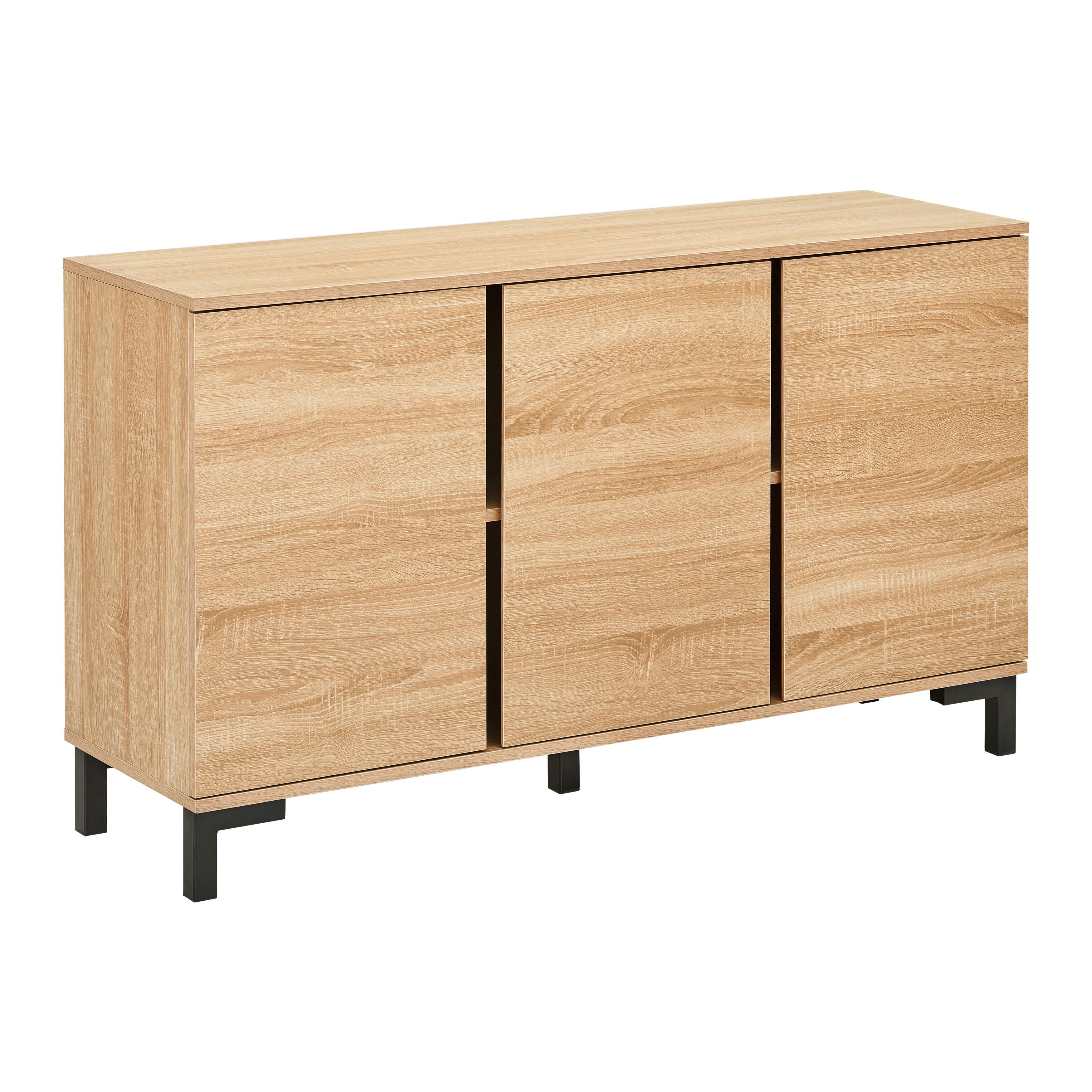 Sideboard Lori Eichefarben MDF - Eichefarben/Schwarz, MODERN, Metall (120/70/35cm) - Bessagi Home