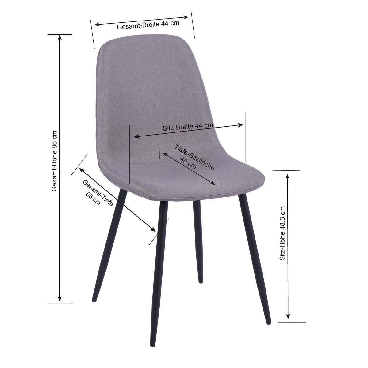 Stol Mona, Siva, Črne Noge - siva/črna, Moderno, kovina/tekstil (44/87/56cm)