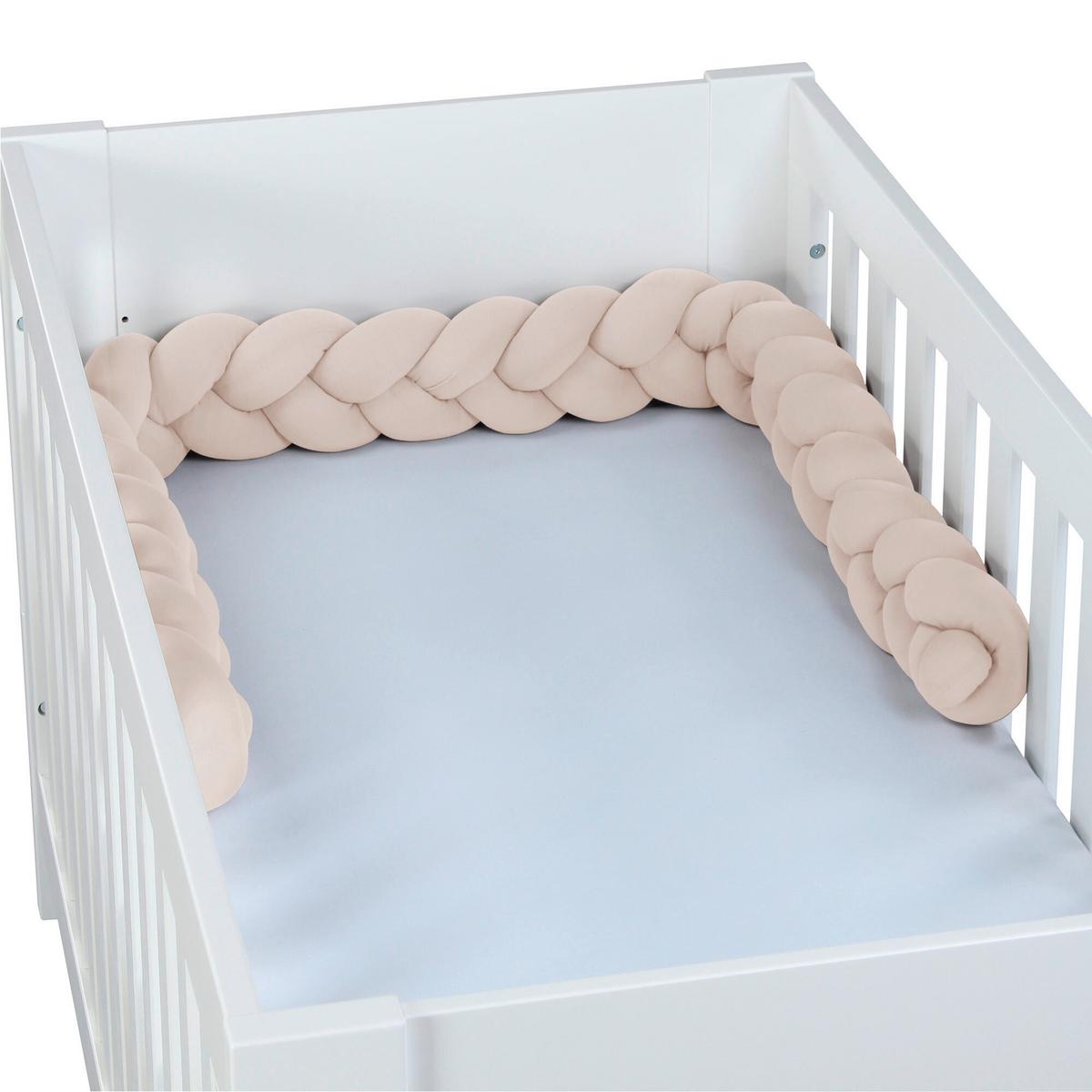 OCHRANIACZ DO ŁÓŻECZKA GEFLOCHTEN - kremowy, Basics, tkanina (200/13/13cm) - Babybay