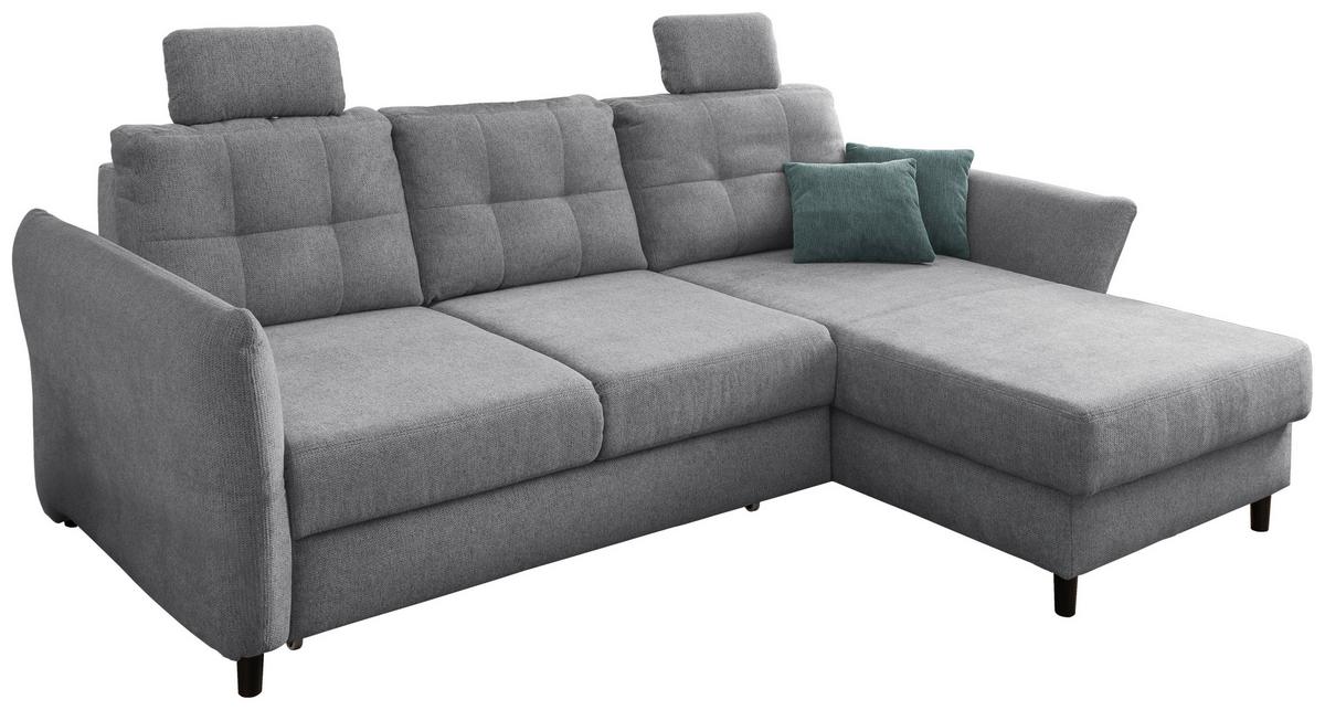 Wohnlandschaft Brizzini Silberfarben Chenille - Mintgrau/Silberfarben, MODERN, Holz/Textil (250-280/176cm) - Livetastic