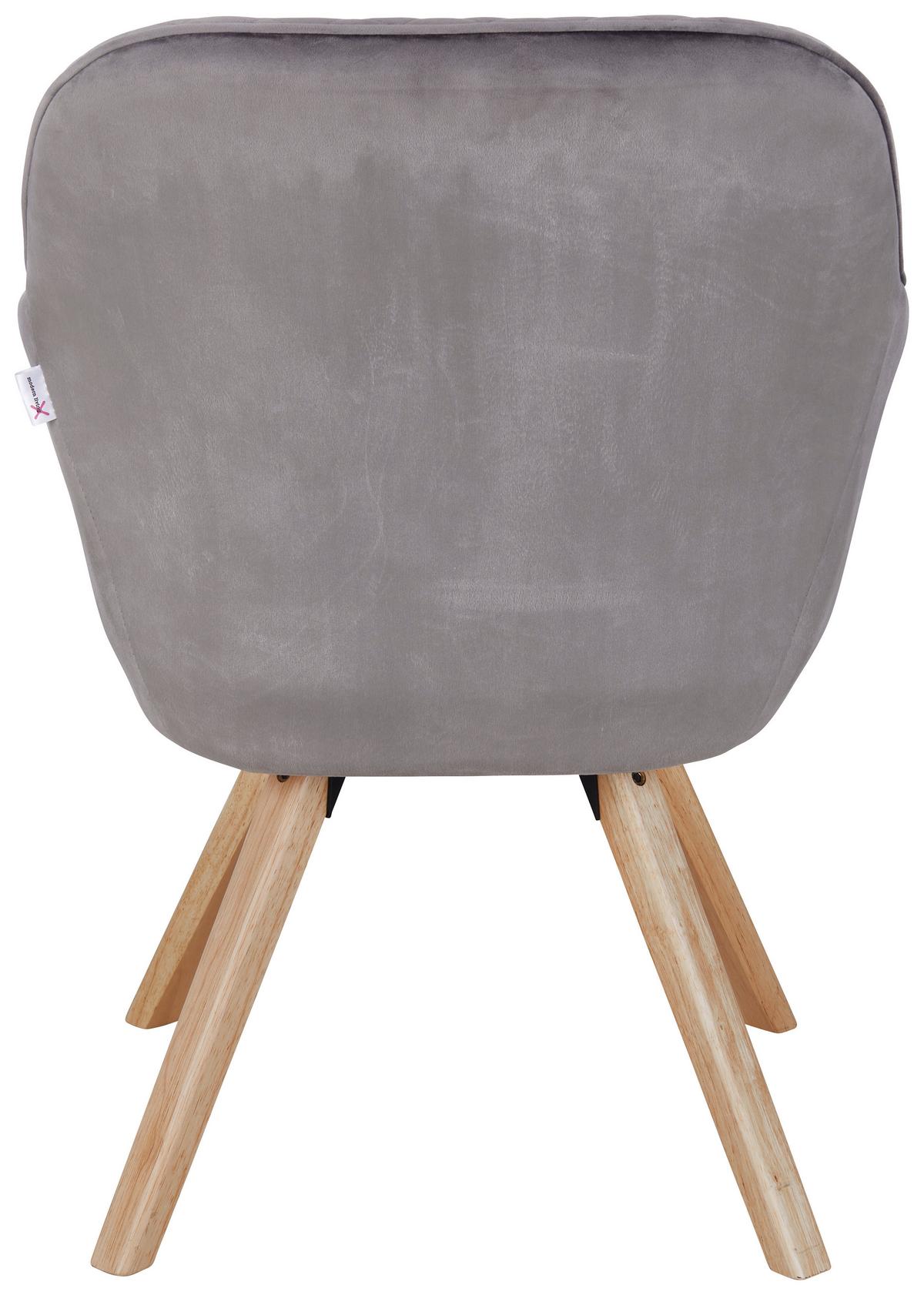 Armlehnstuhl Bago in Grau Samtbezug drehbar - Naturfarben/Grau, Modern, Holz/Textil (58/85/57cm) - Mömax