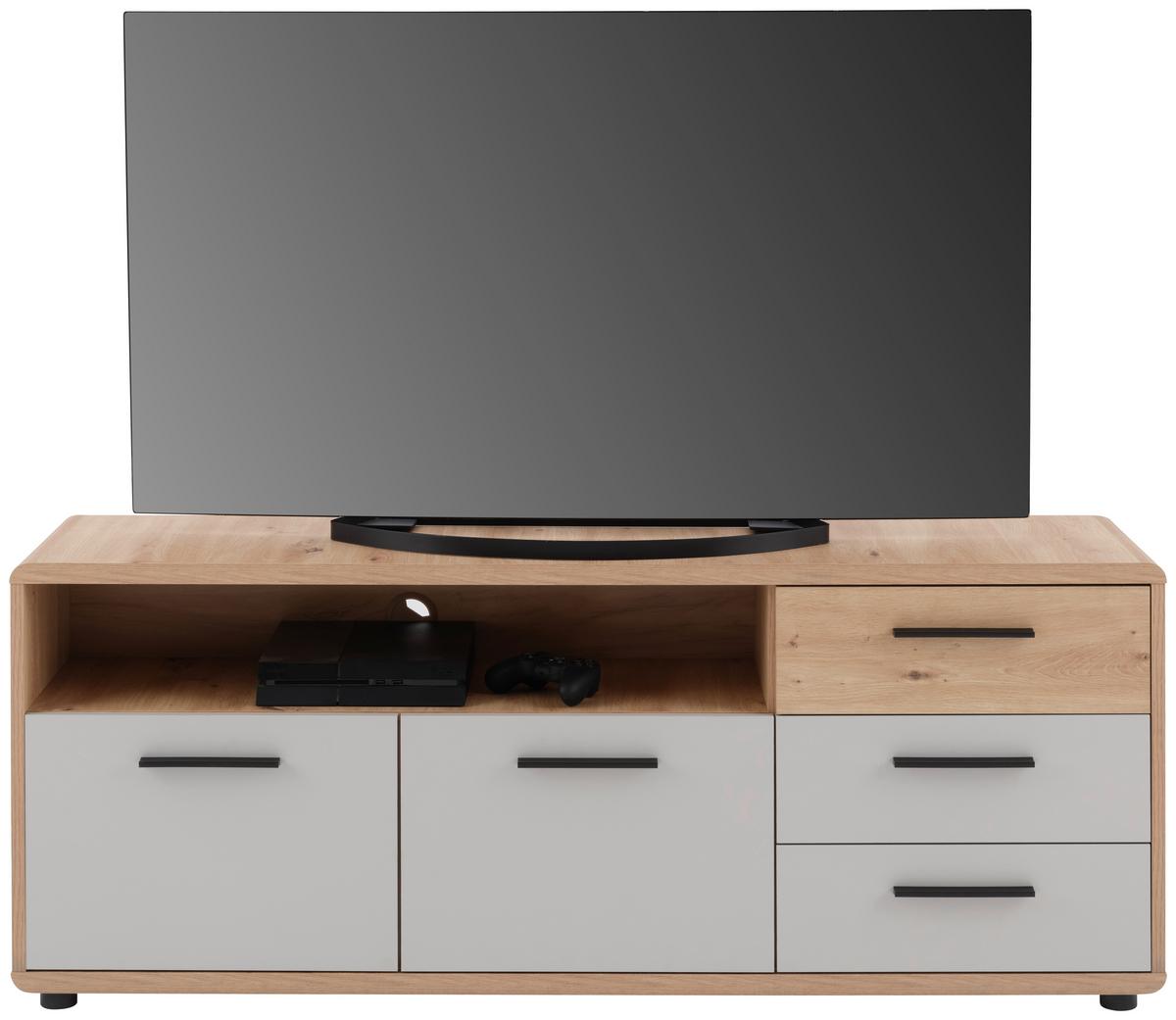 Măsuță TV FONTANA PLUS - cașmir/culoare lemn stejar, Modern, material pe bază de lemn (150/60/38cm) - Modern Living