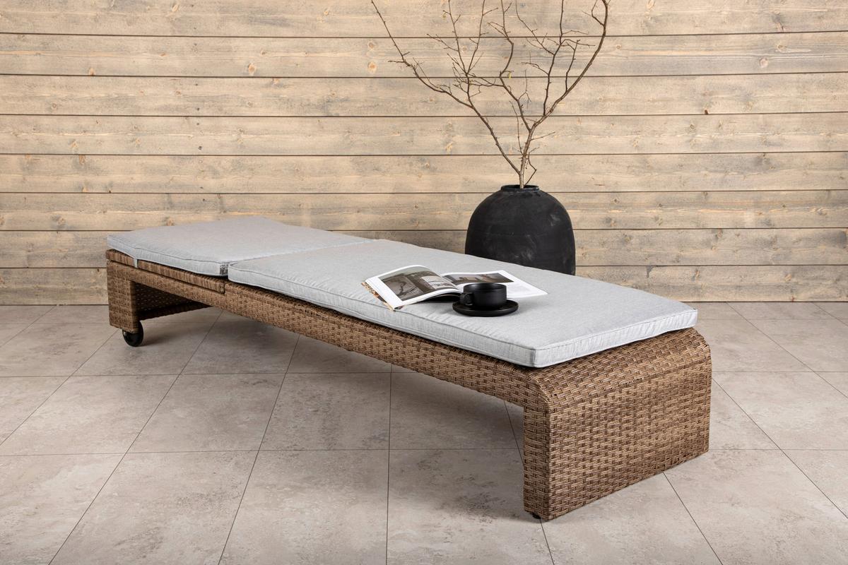 Sonnenliege London ca. 60x32x196 cm Hellbraun - Sandfarben/Hellbraun, KONVENTIONELL, Kunststoff/Textil (60/32/196cm) - Gardenson