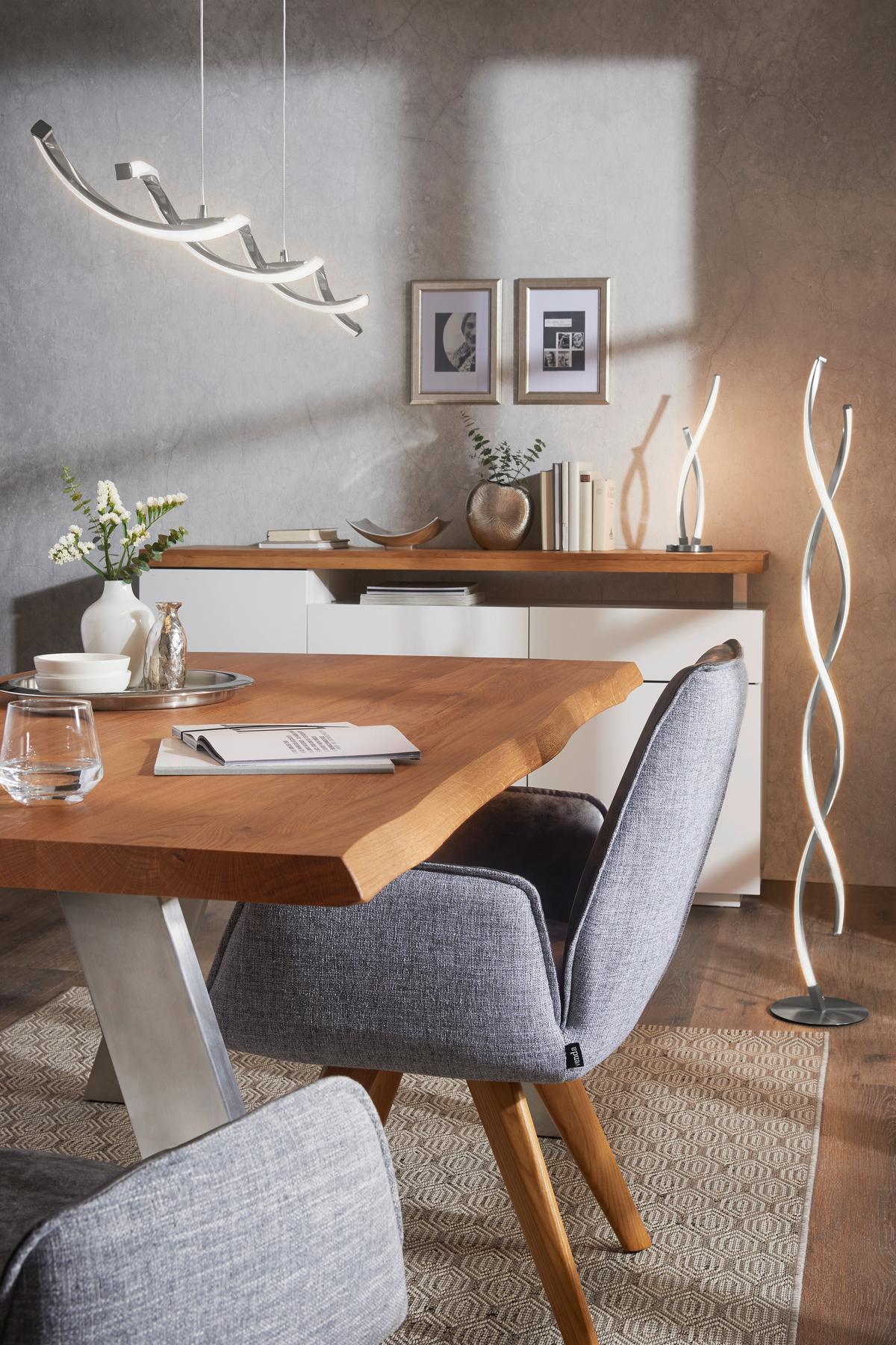 LAMPA WISZĄCA LED 9142-55 POLINA - kolor niklowy, Design, metal (110/8/140cm) - Paul Neuhaus