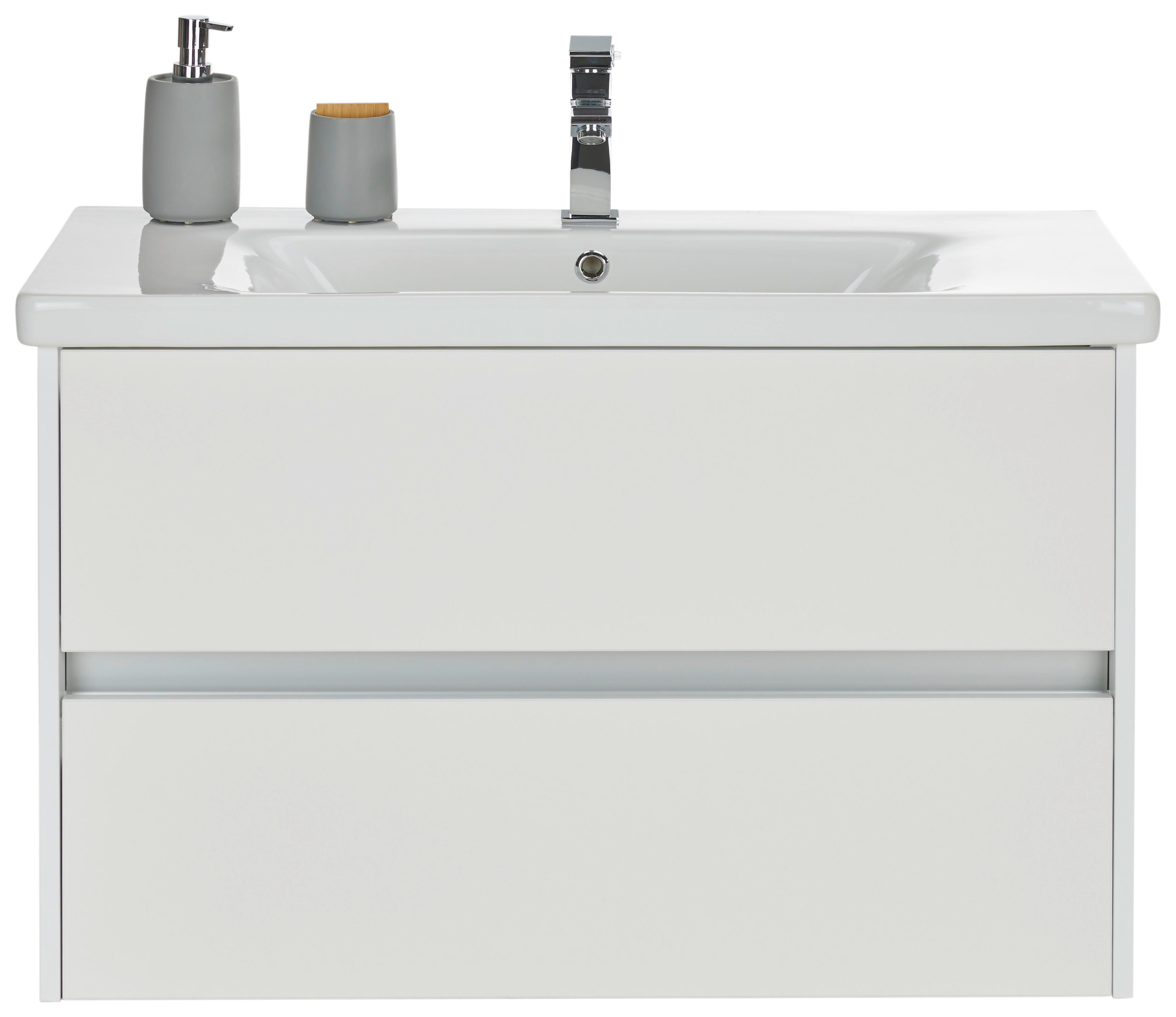 Waschtischkombination in Weiß - Weiß Hochglanz/Weiß, MODERN, Keramik/Holzwerkstoff (89,5/55,7/45,5cm) - Mömax