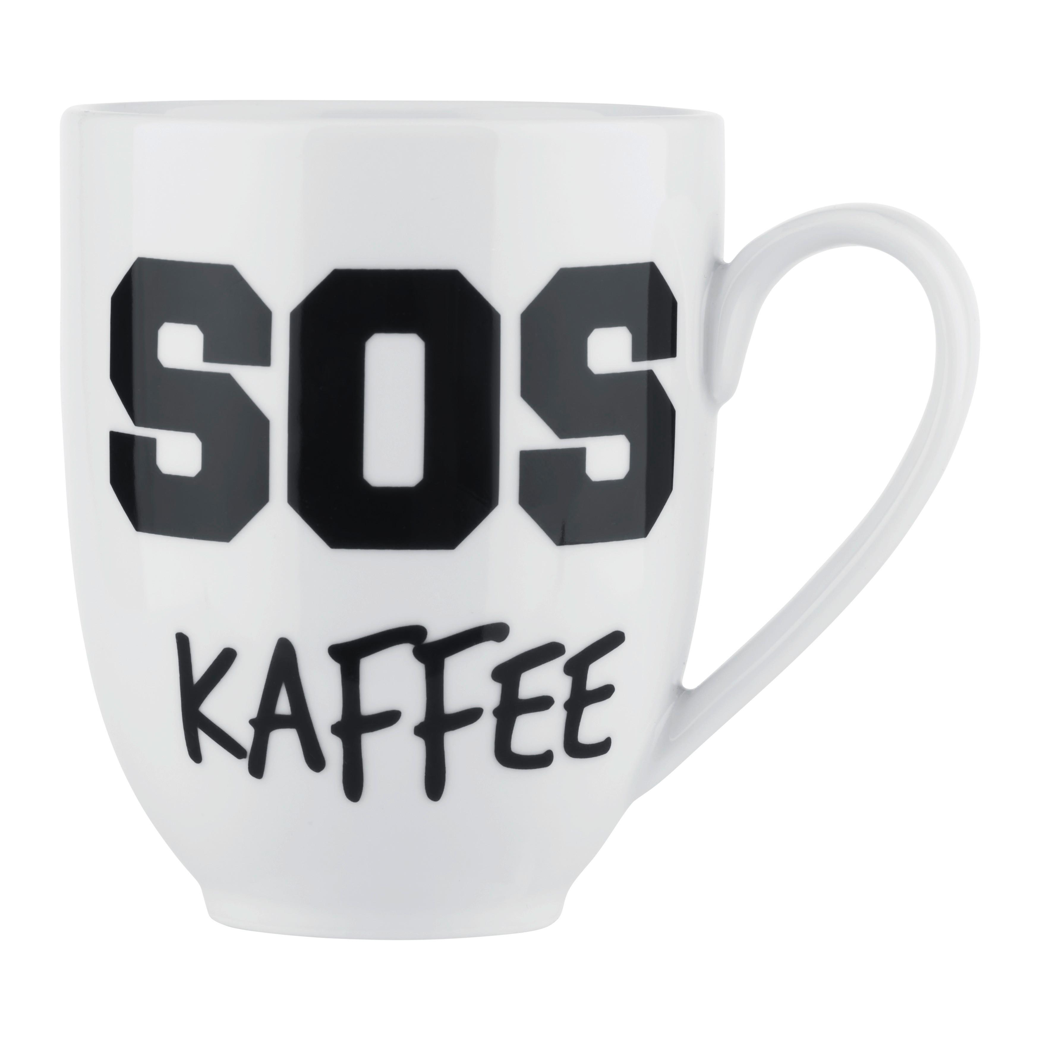 Kaffeebecher Graffiti Schwarz/Weiß ca. 350ml - Schwarz/Weiß, MODERN, Keramik (0,35l) - Mömax