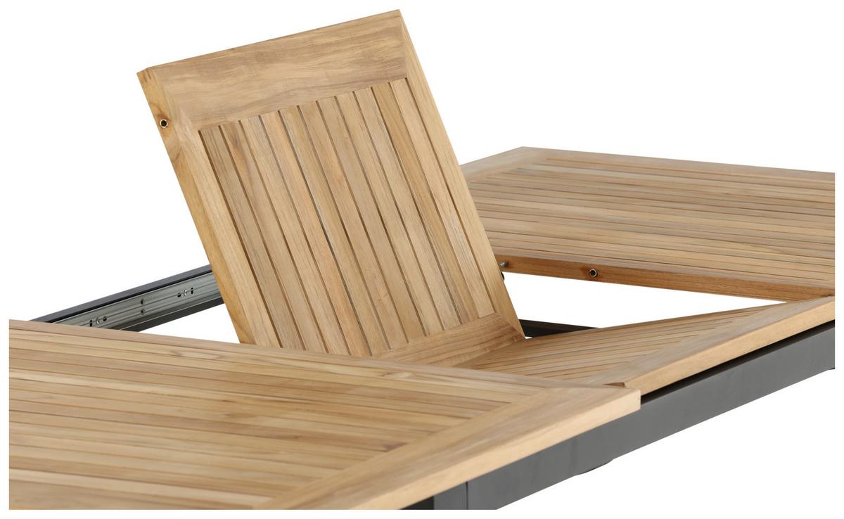 Gartentisch Panama ca. 210x90 cm Schwarz/Teakholz - Schwarz/Teakfarben, KONVENTIONELL, Holz/Metall (210/90/75cm) - Gardenson