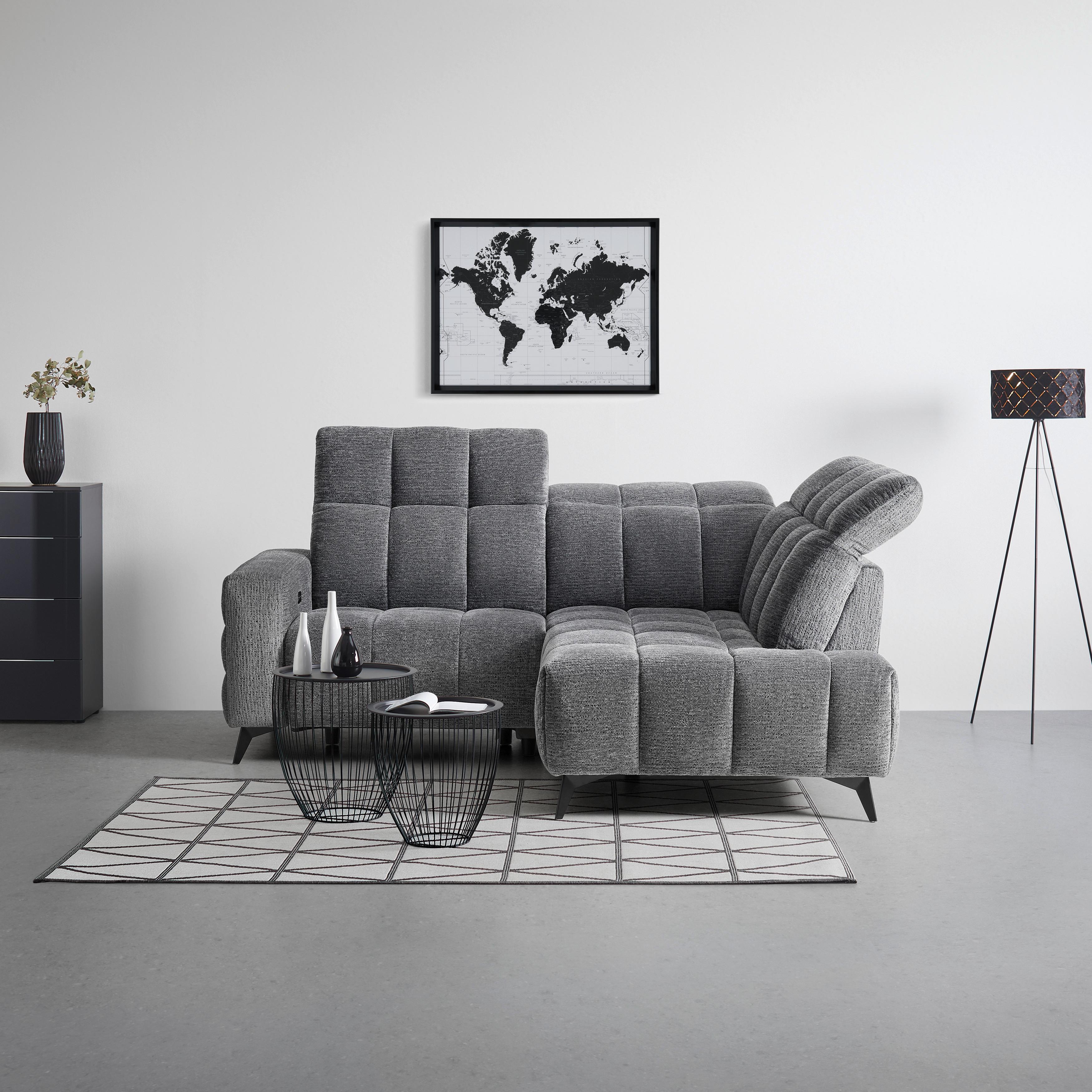 SOFFA PARIS - mörkgrå/svart, Klassisk, metall/trä (215/85/182cm) - Mömax
