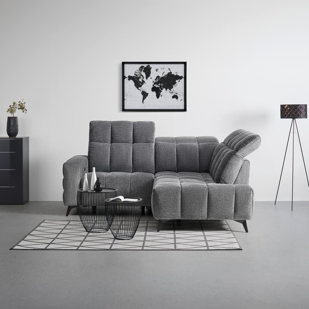 Wohnlandschaft Paris Dunkelgrau - Dunkelgrau/Schwarz, KONVENTIONELL, Holz/Textil (215/85/182cm) - Mömax