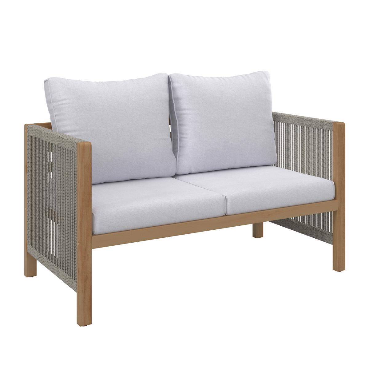 Loungegarnitur Effie Hellgrau Holz/Textil - Hellgrau, Modern, Holz/Kunststoff (124/64,5/63,5cm) - Bessagi Garden