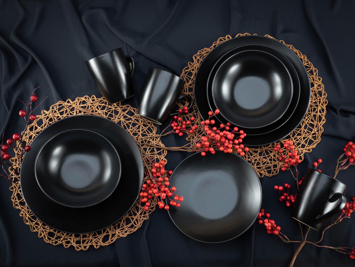 Kombinirani Servis Black Matt, 16-Delni - črna, Trend, keramika - Creatable