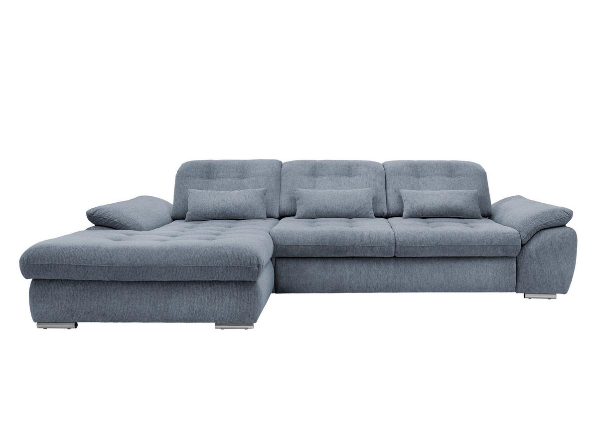 Ecksofa Rigatti mit Bettkasten ca. 184x314 cm Hellblau - Chromfarben/Anthrazit, MODERN, Textil/Metall (184/314cm) - Livetastic