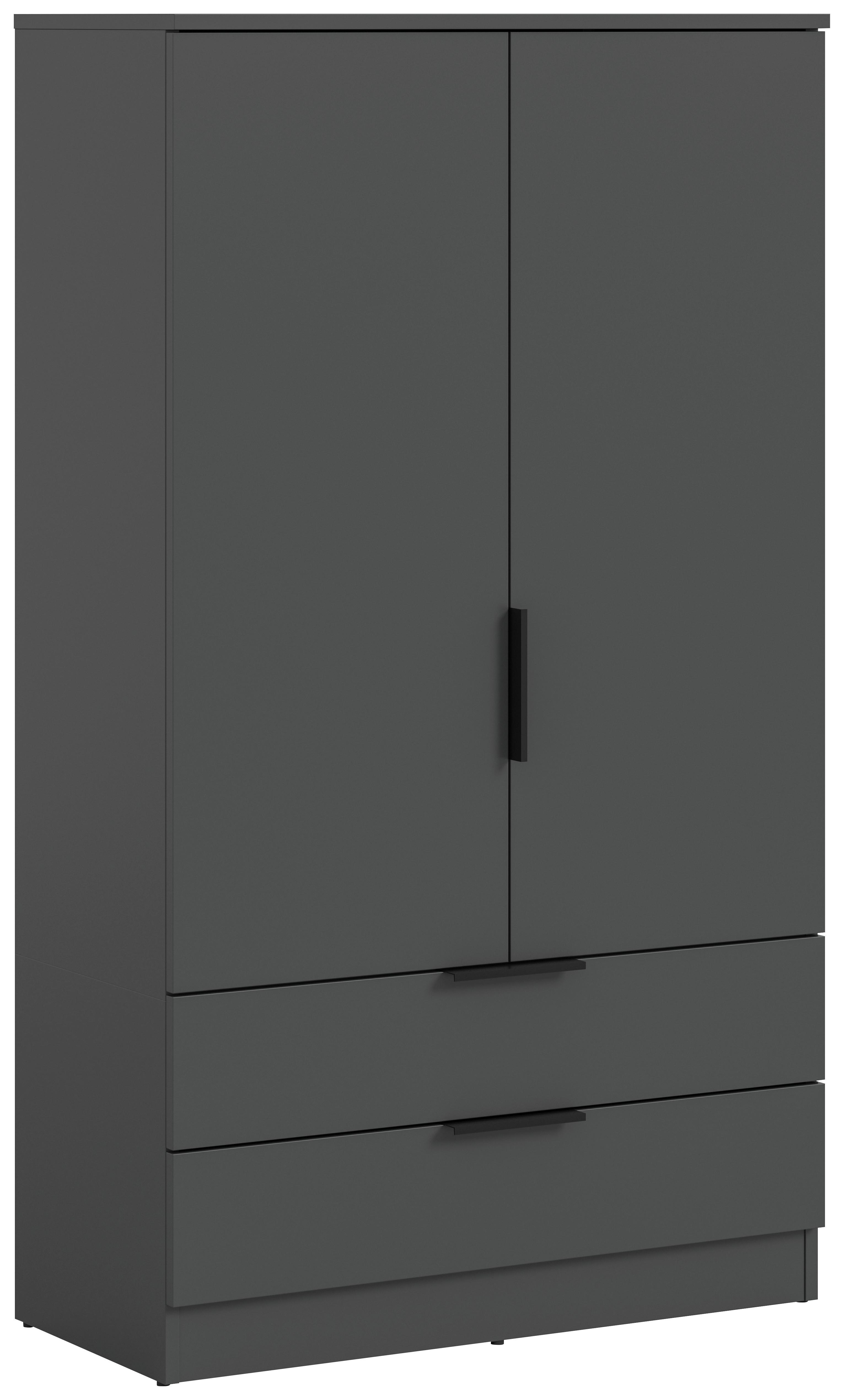 Drehtürenschrank KOPENHAGEN Anthrazit - Anthrazit/Schwarz, MODERN, Holzwerkstoff/Kunststoff (80/140/37cm) - Livetastic