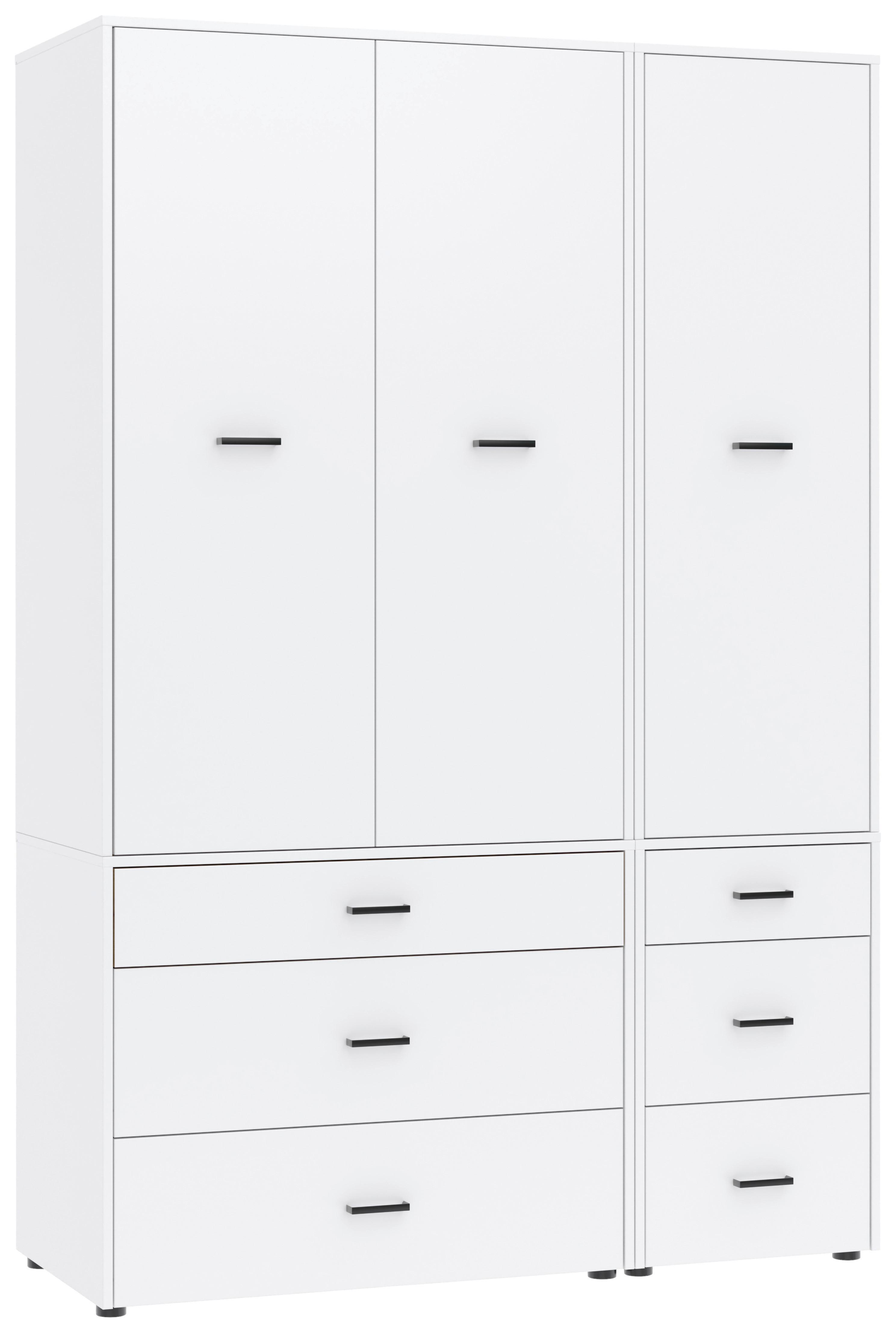 Kleiderschrank Kivo Weiß - Schwarz/Weiß, Basics, Holzwerkstoff/Kunststoff (135/239,40/52,1cm) - Based
