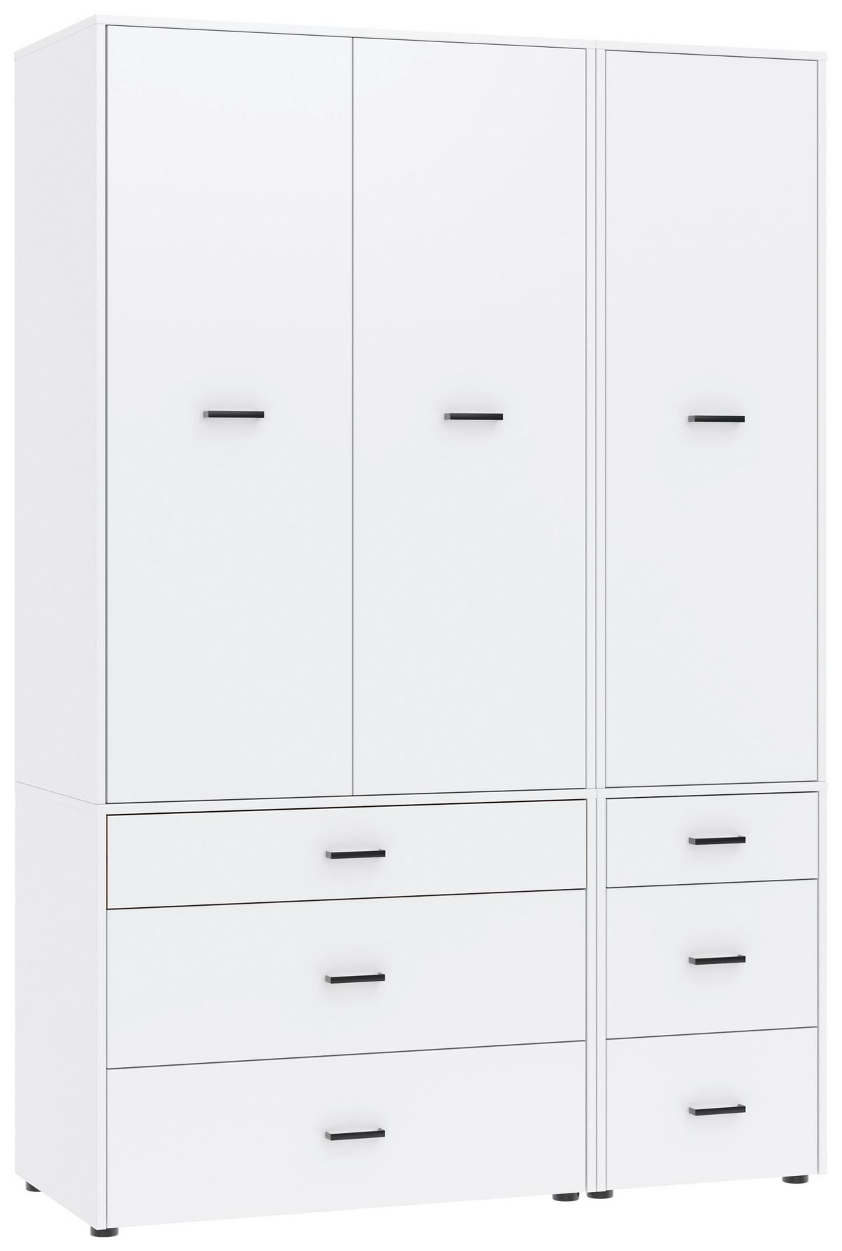 Kleiderschrank Kivo Weiß - Schwarz/Weiß, Basics, Holzwerkstoff/Kunststoff (135/239,40/52,1cm) - Based