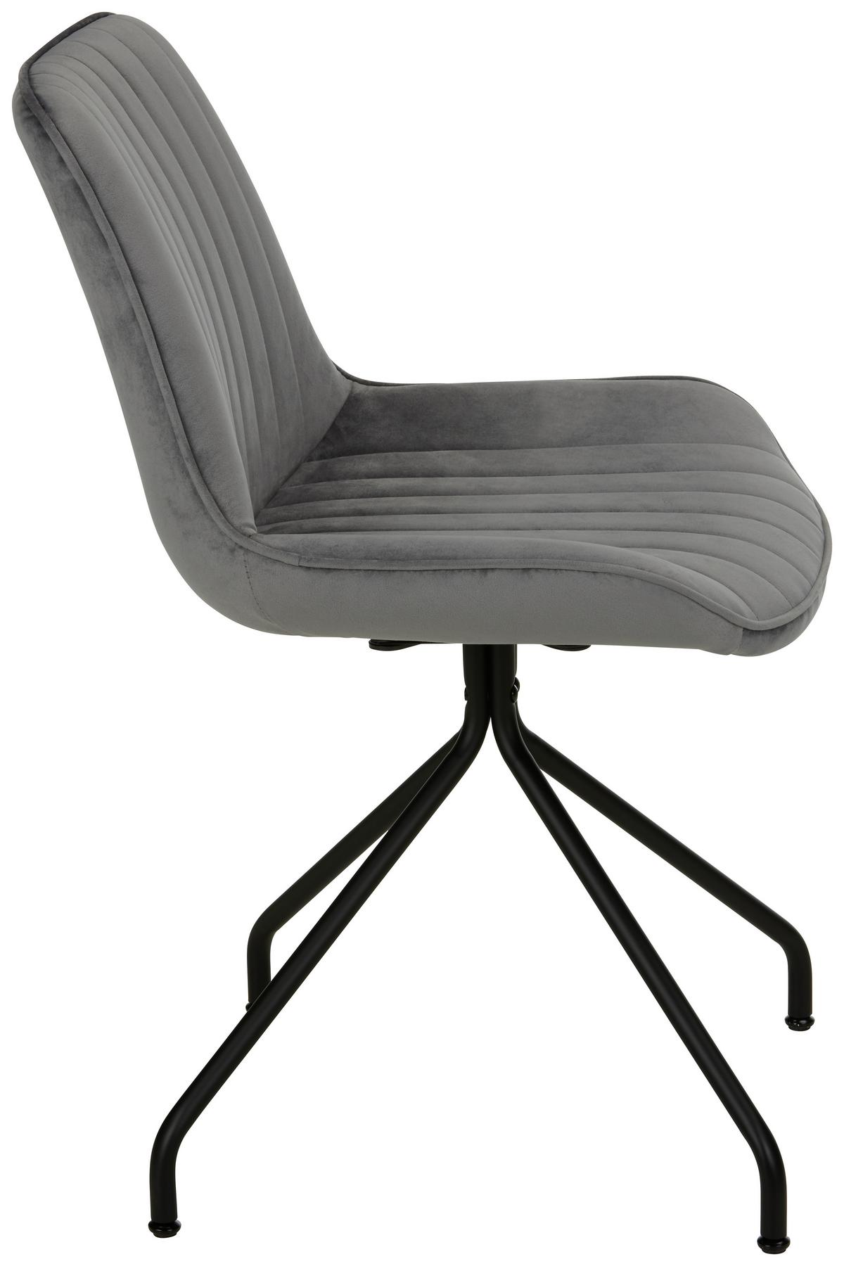 chaise aus Samt in Grau - gris/noir, Modern, métal/textile (50/83,5/51cm) - Mömax